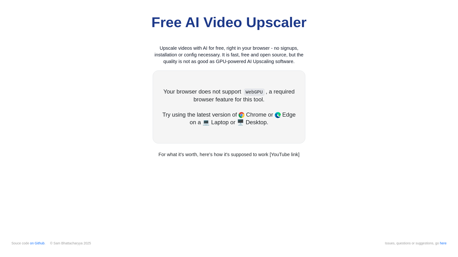 website screenshot of https://free.upscaler.video/