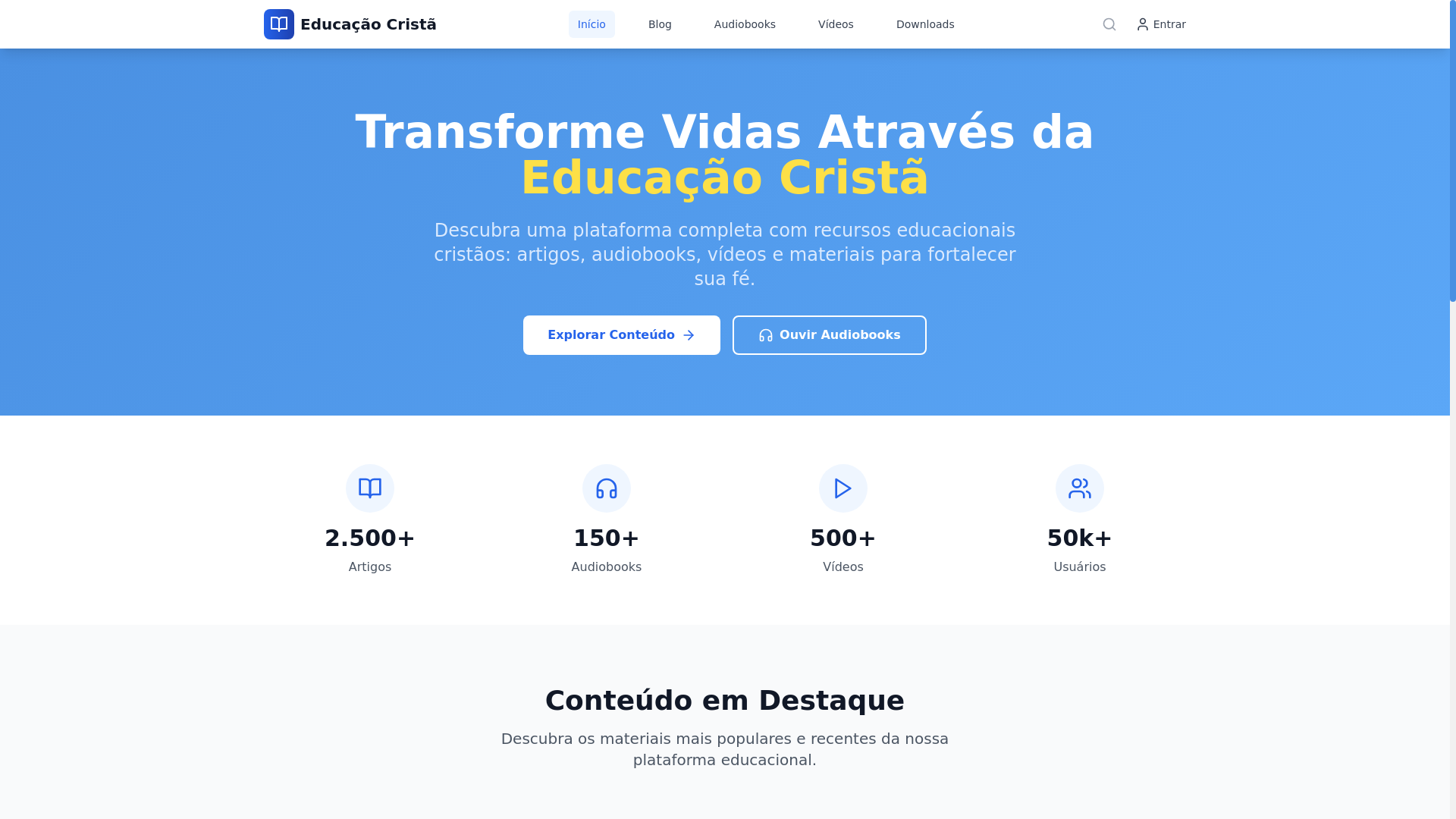 website screenshot of https://educacaocrista.org/