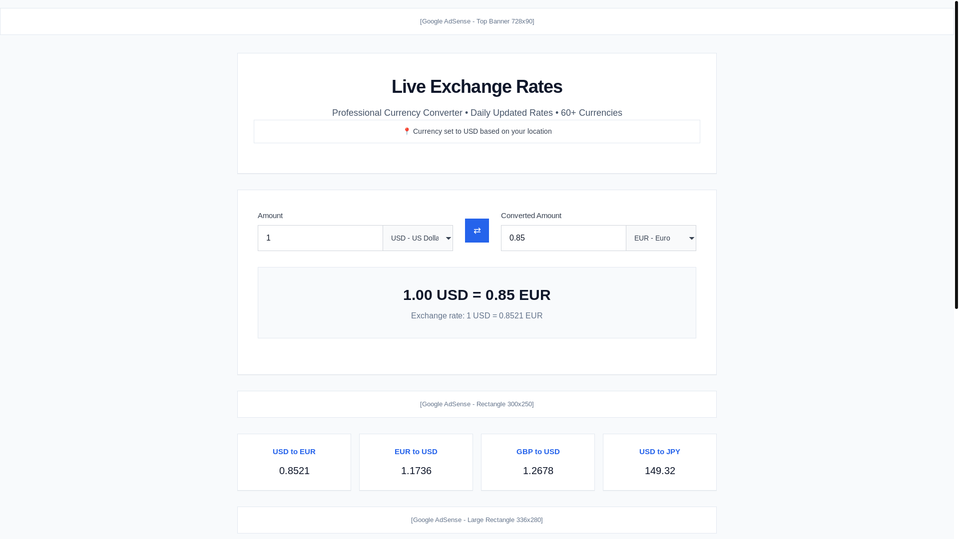 website screenshot of https://live-exchange-rates.pages.dev/