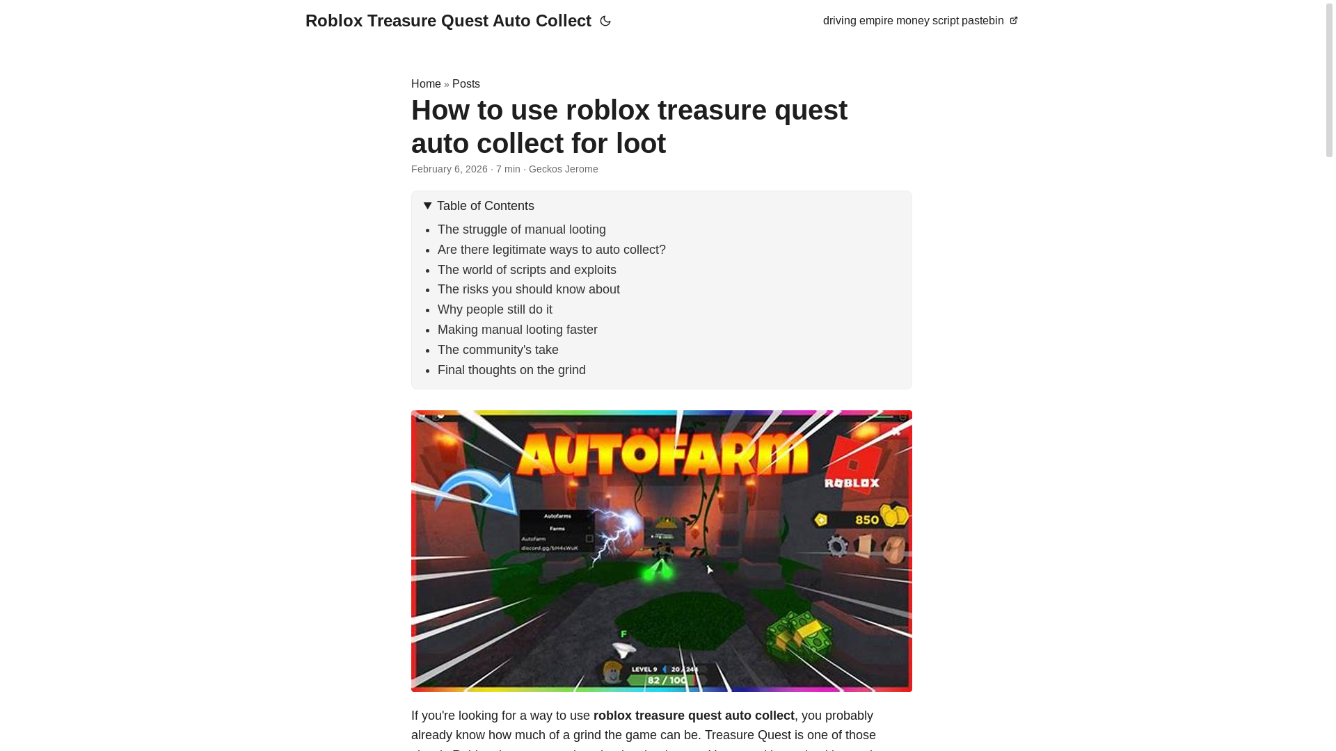website screenshot of https://roblox-treasure-quest-auto-collect.pages.dev/
