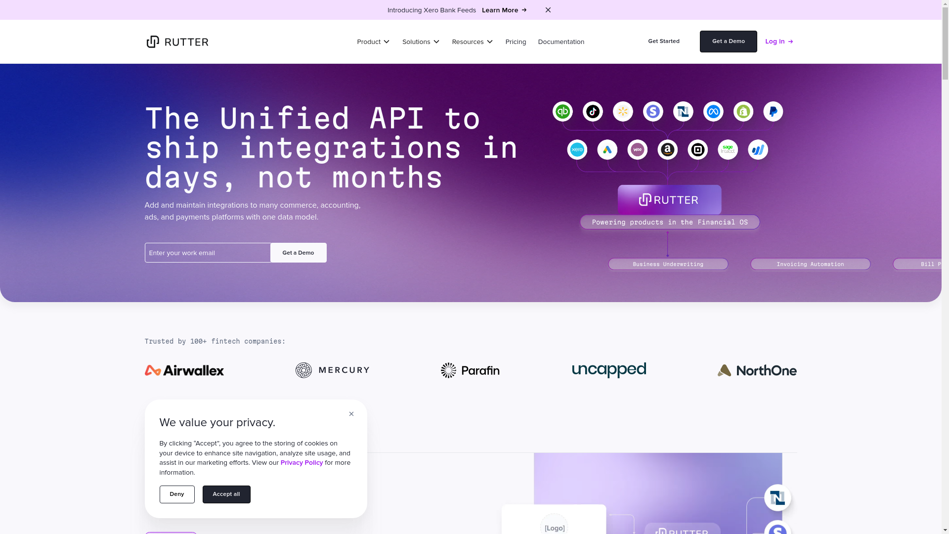 website screenshot of https://joinrutter.com/