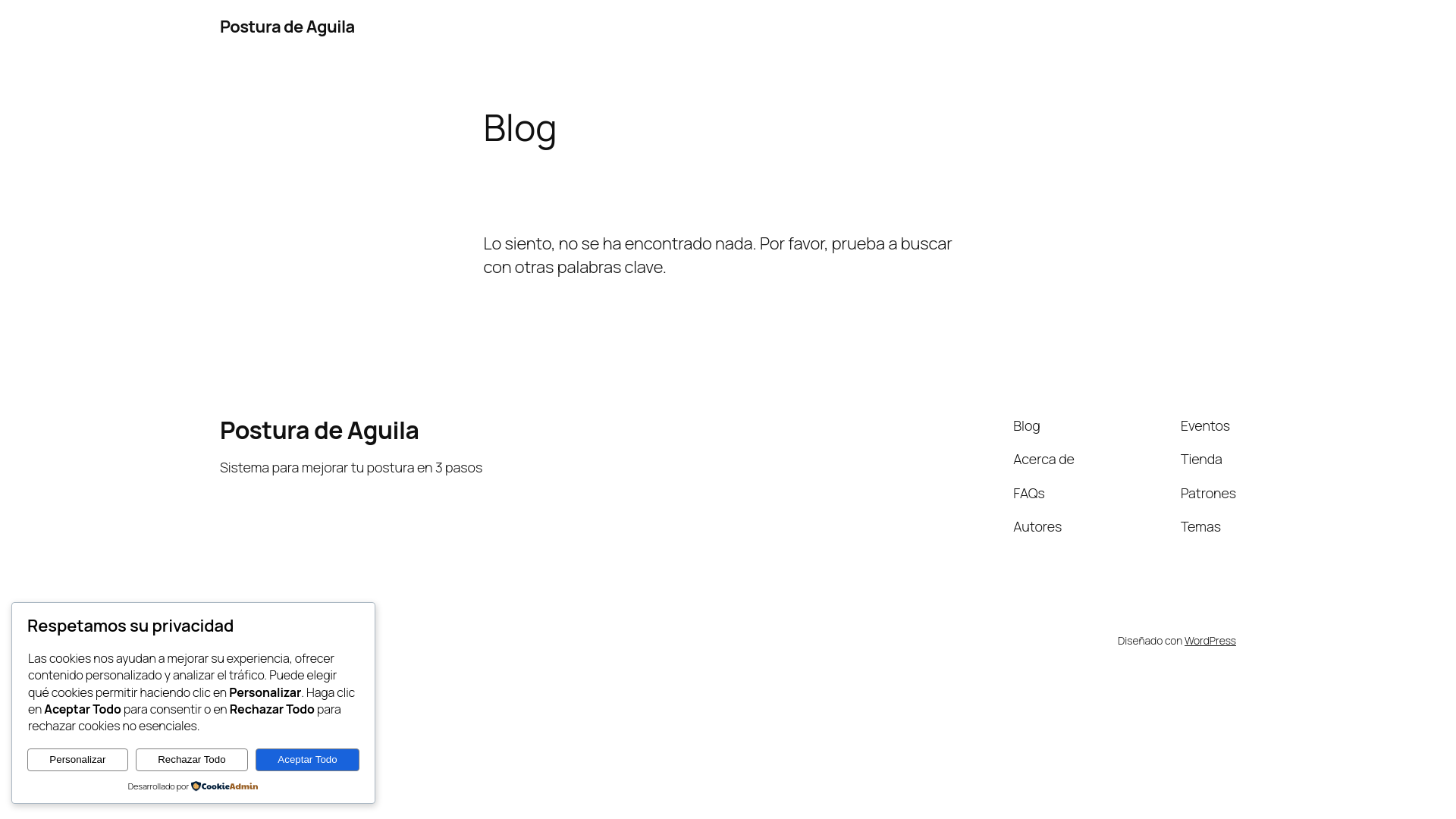 website screenshot of https://posturadeaguila.com