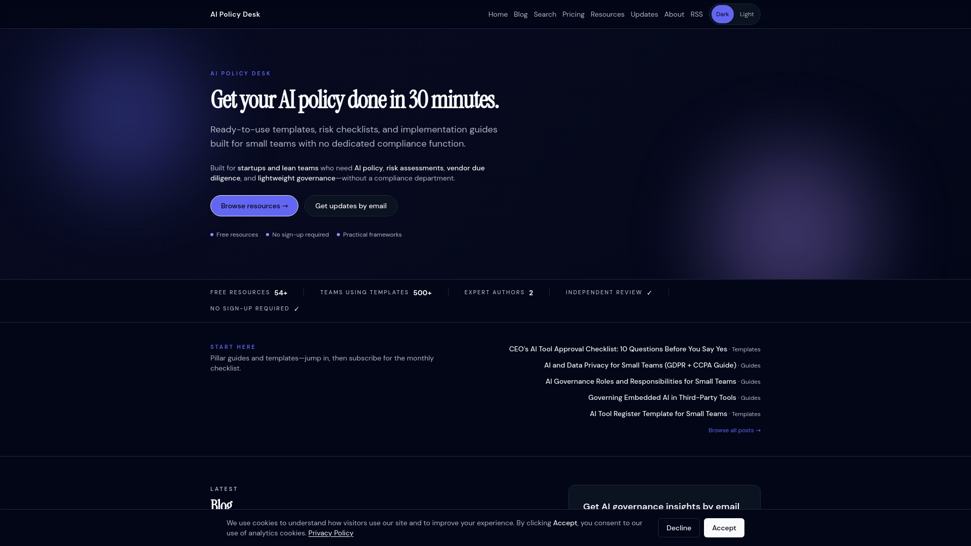 website screenshot of https://aipolicydesk.com