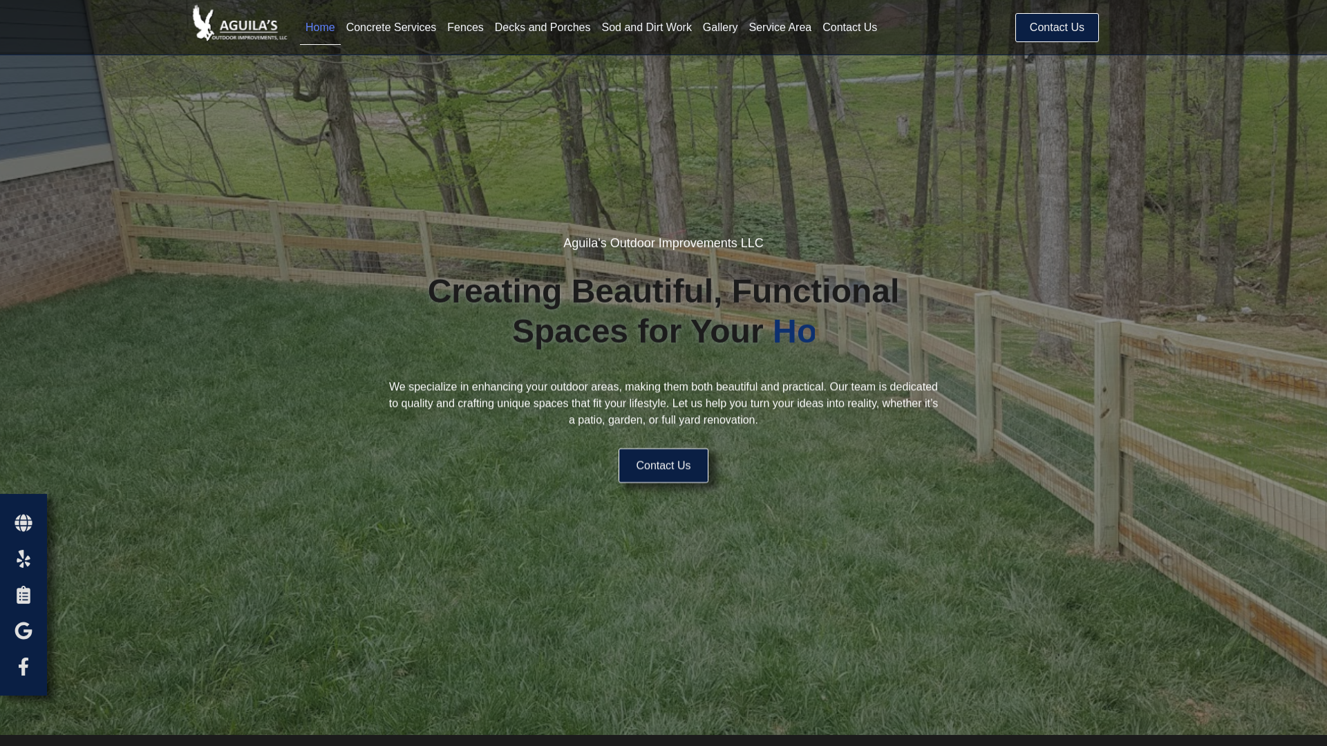 website screenshot of https://aguilasoutdoorimprovements.com/