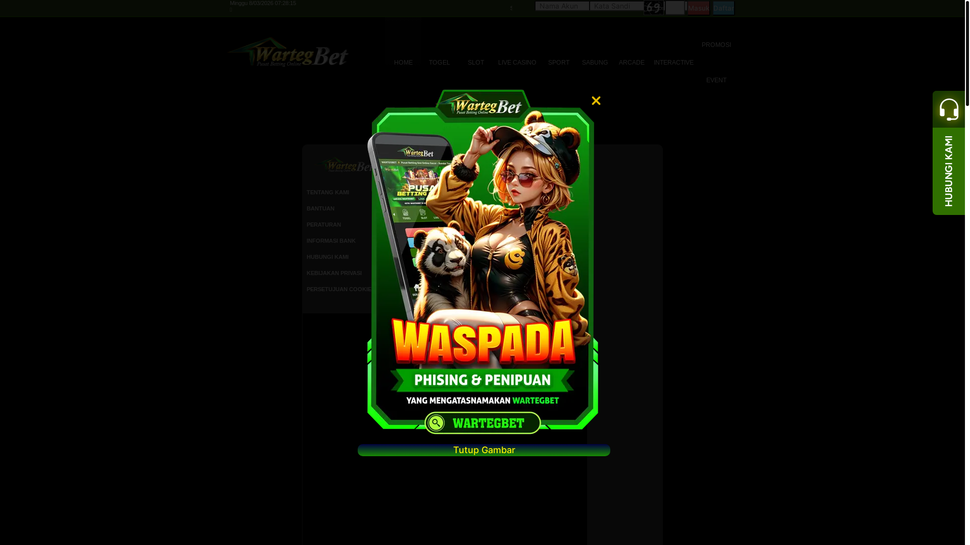 website screenshot of https://warteg-bet.space/