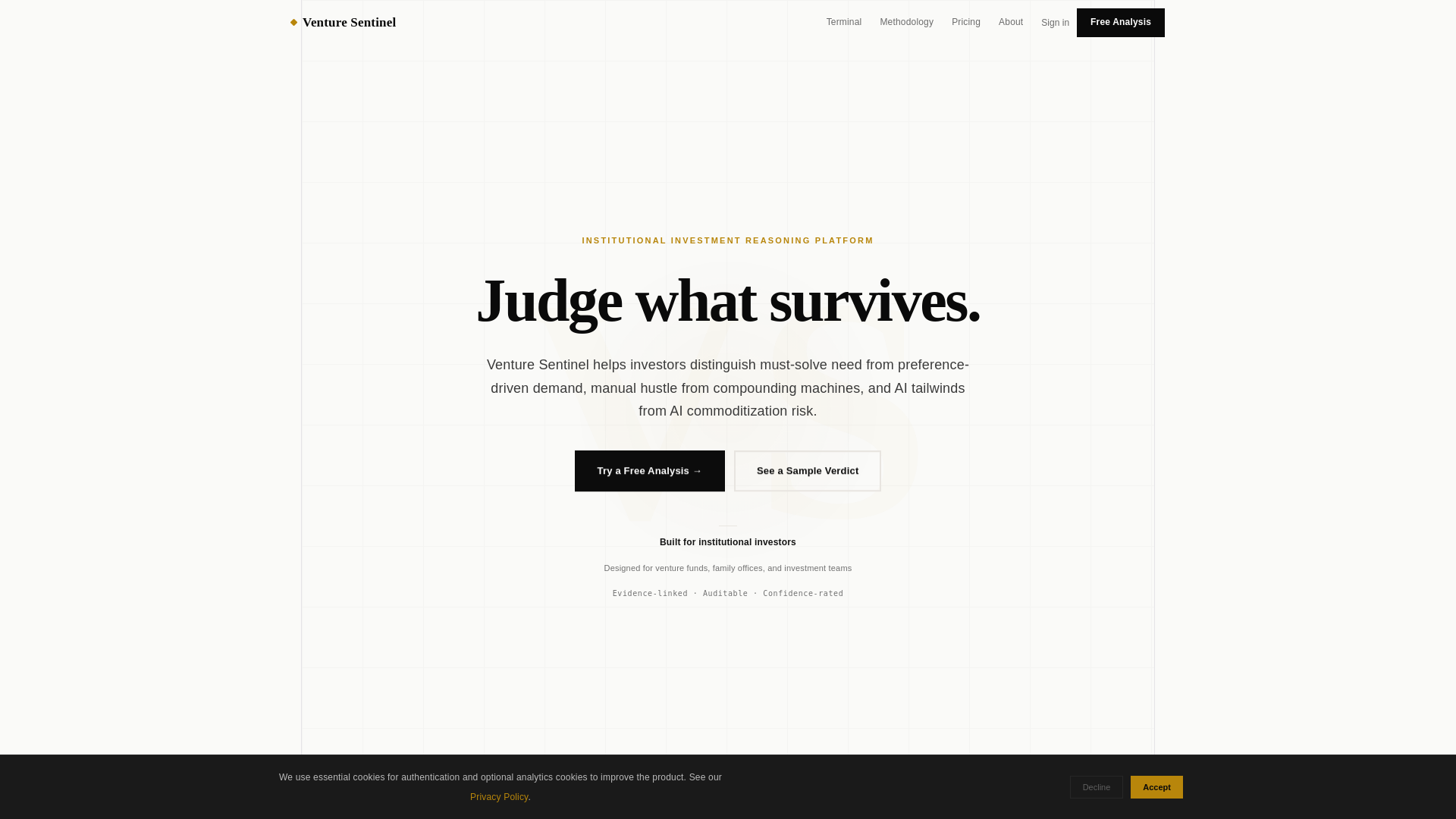 website screenshot of https://venture-sentinel-site.pages.dev/