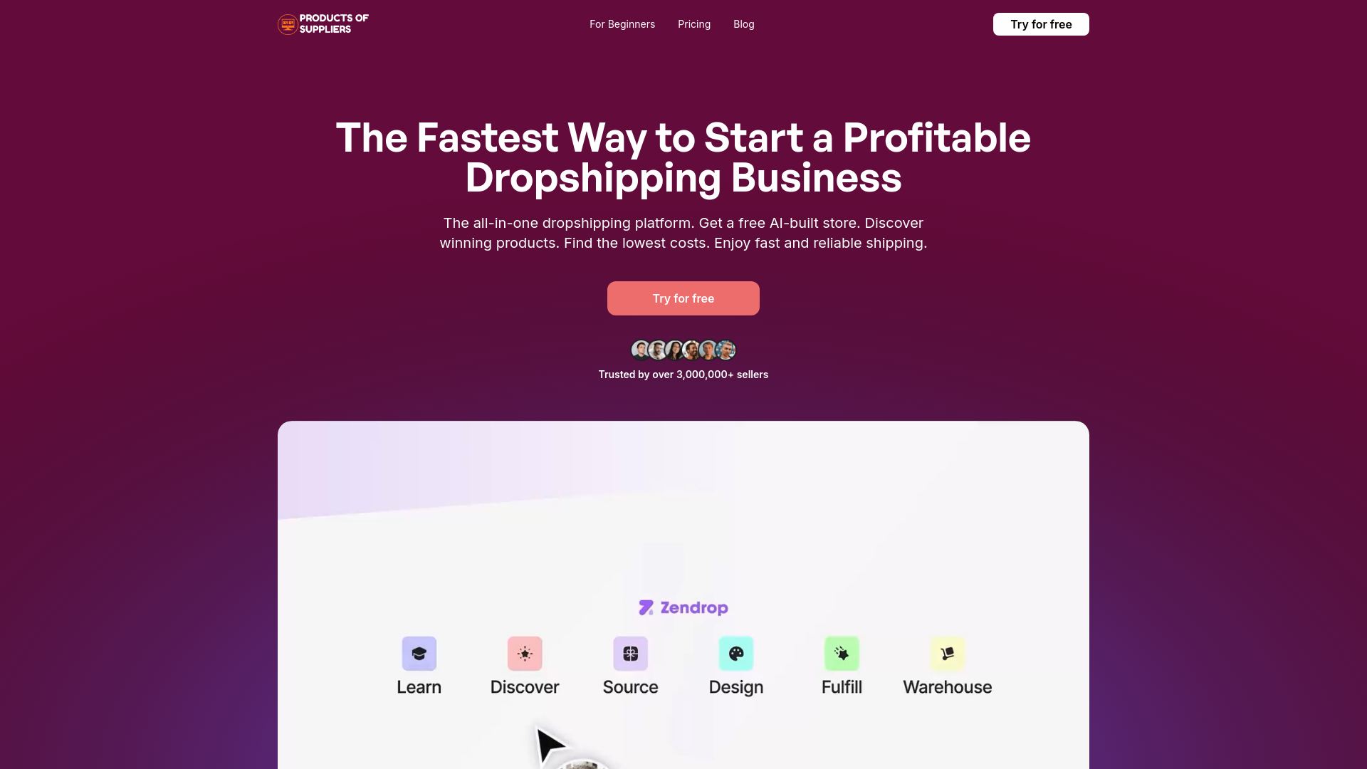 website screenshot of https://productsofsuppliers.pro/