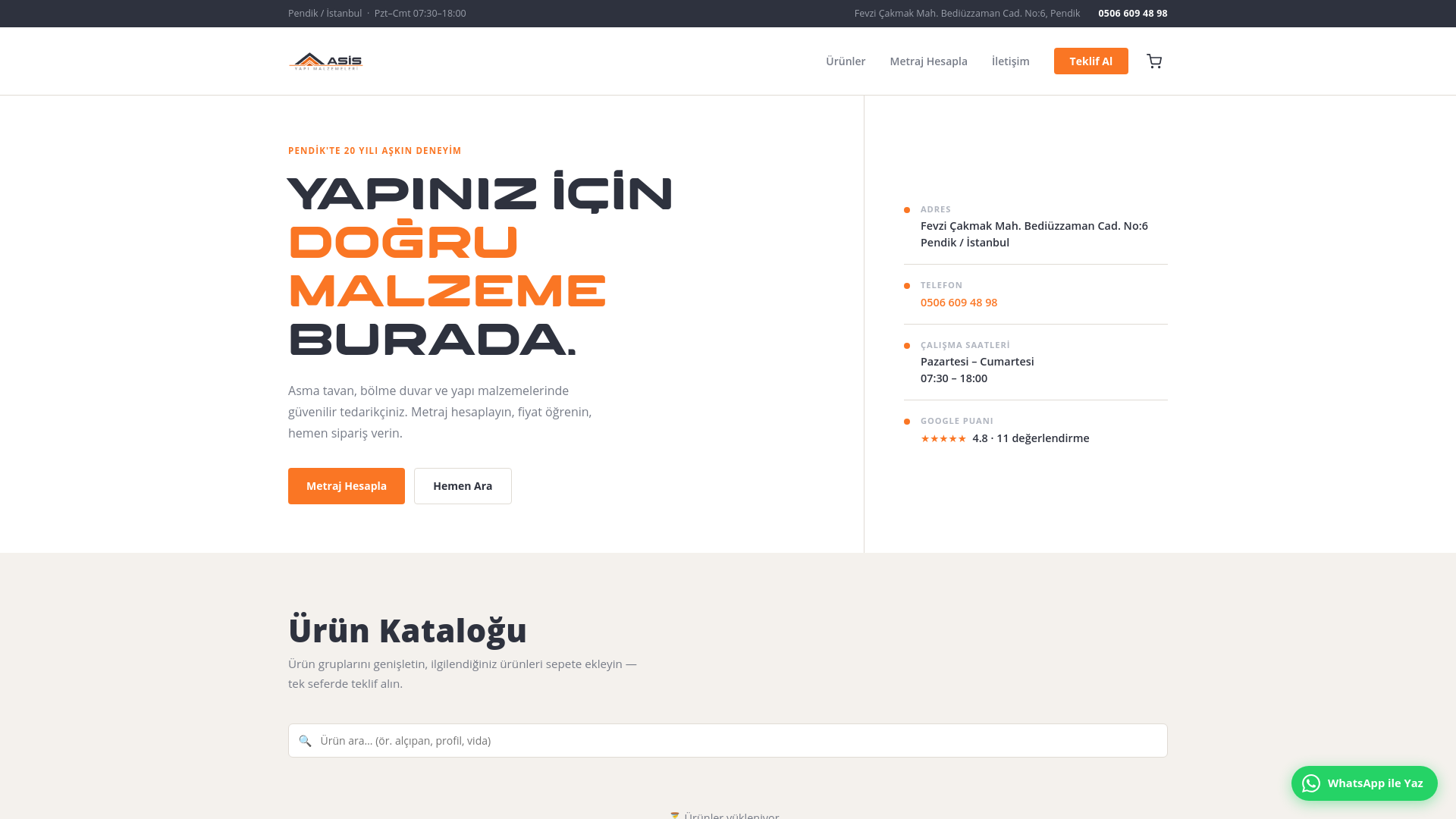 website screenshot of https://asisyapimalzemeleri.com.tr/