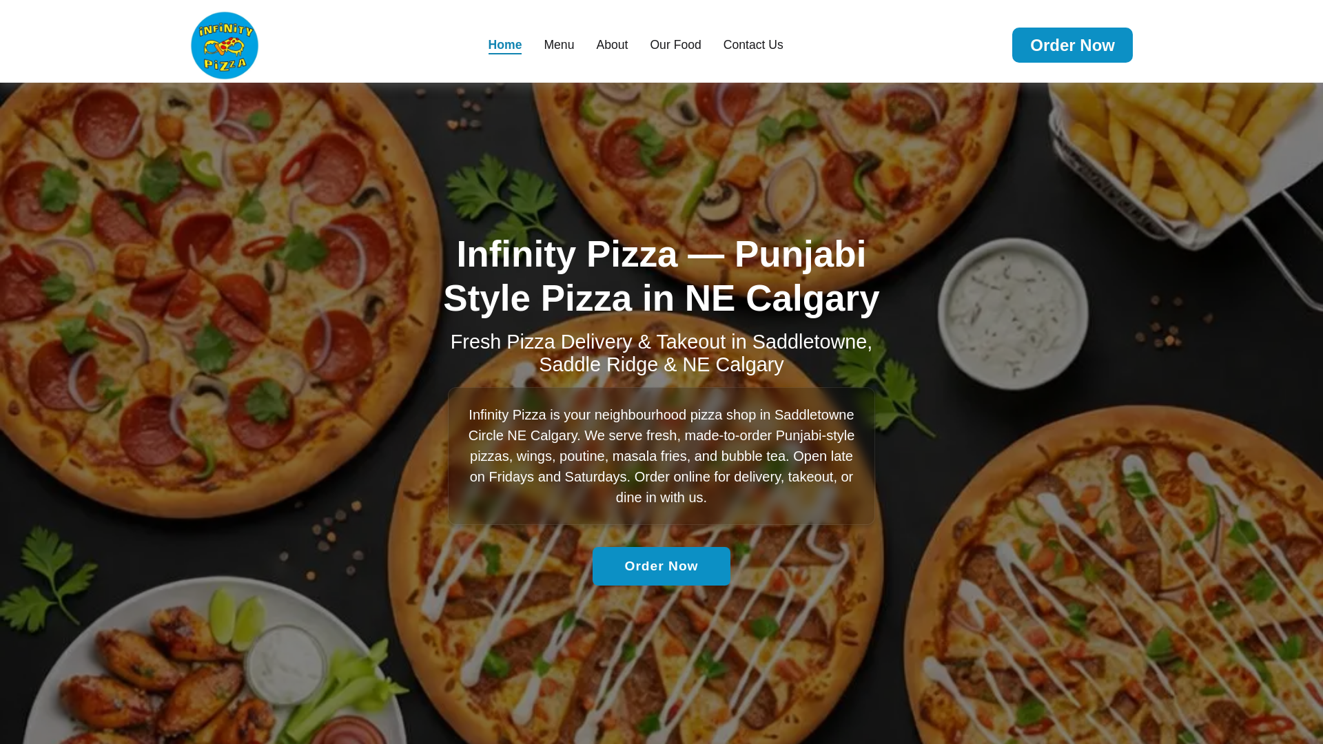 website screenshot of https://infinity-pizza-calgary-v2.pages.dev/