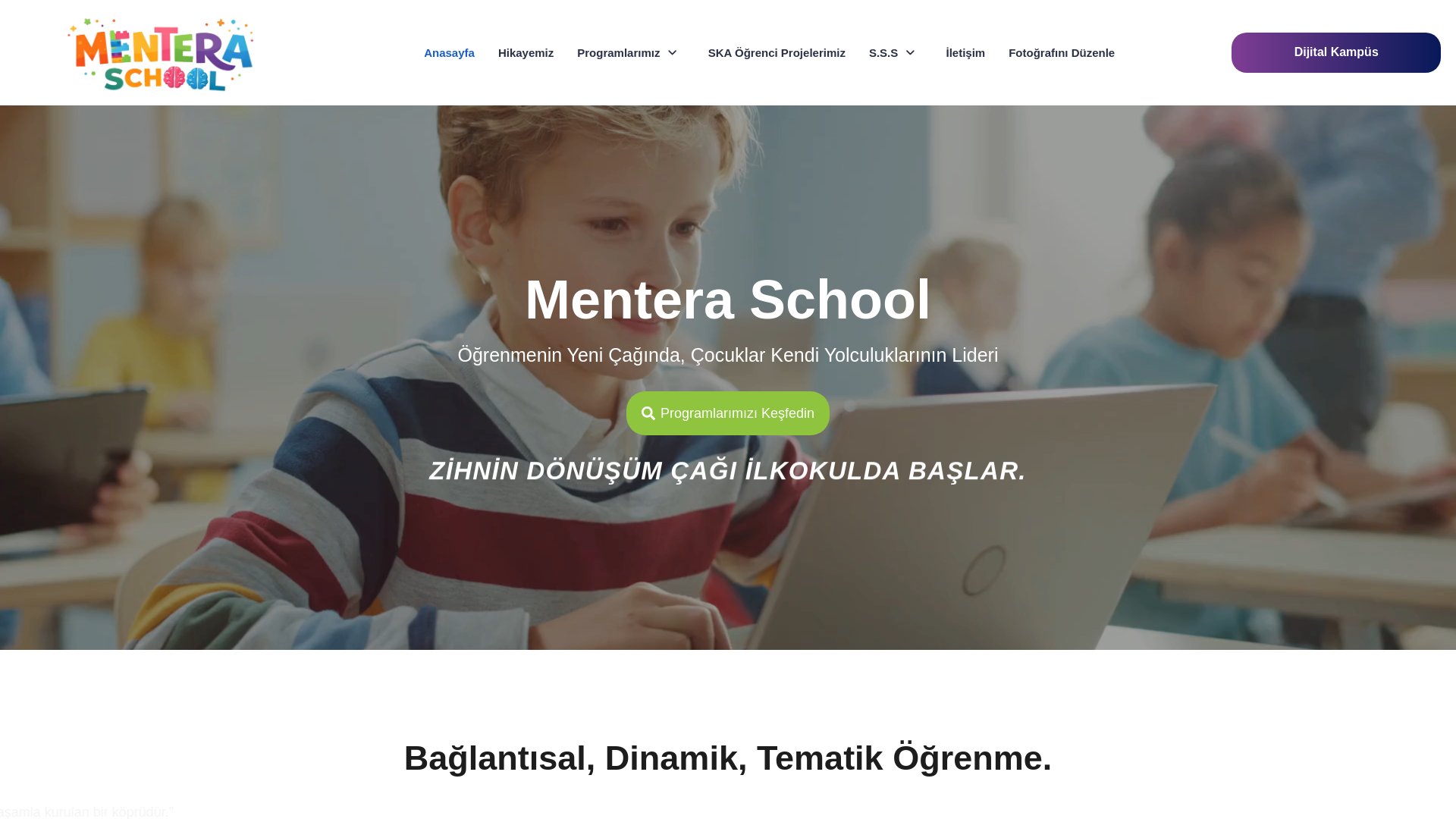website screenshot of https://menteraschool.com/