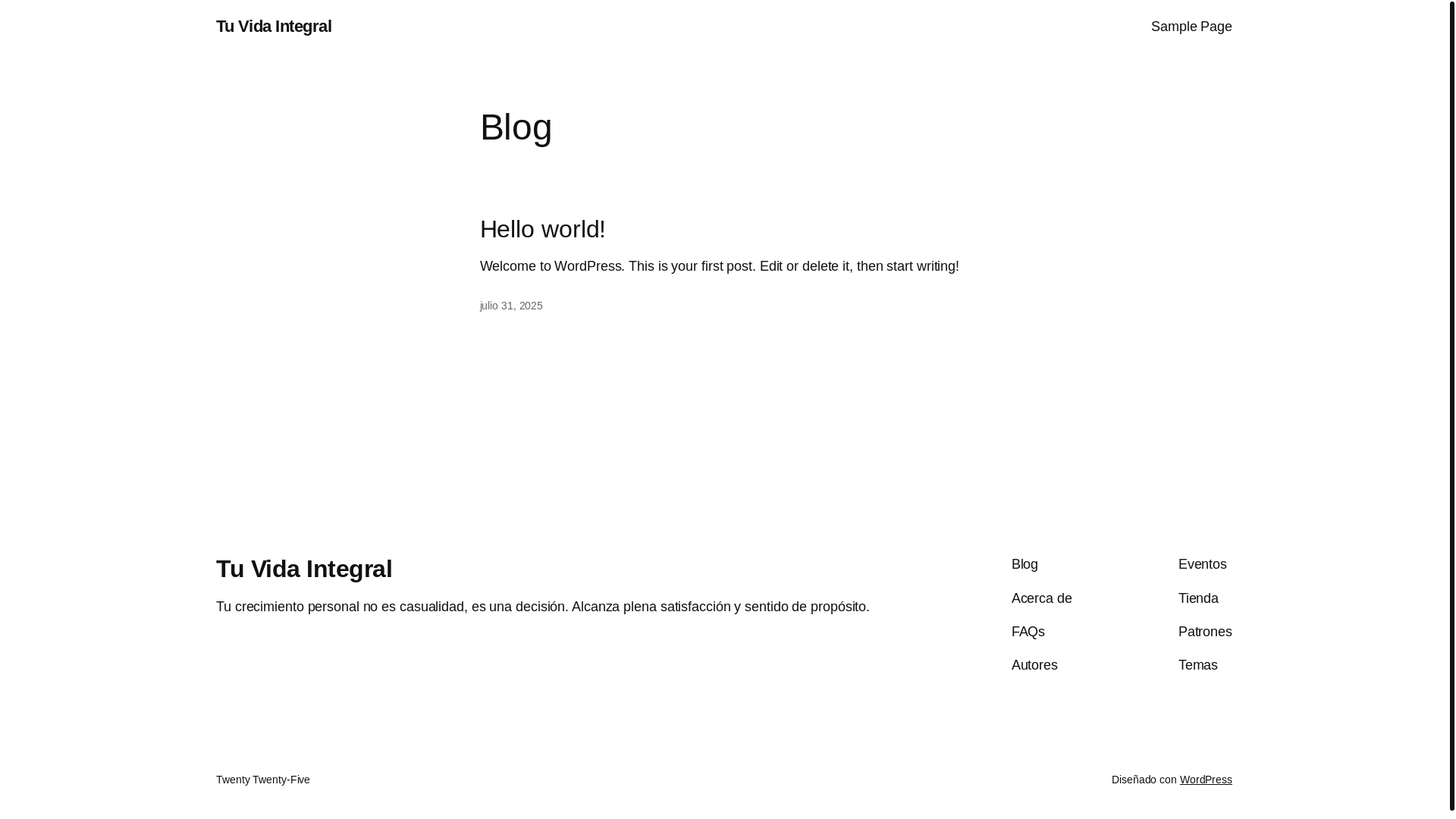 website screenshot of https://tuvidaintegral.org/