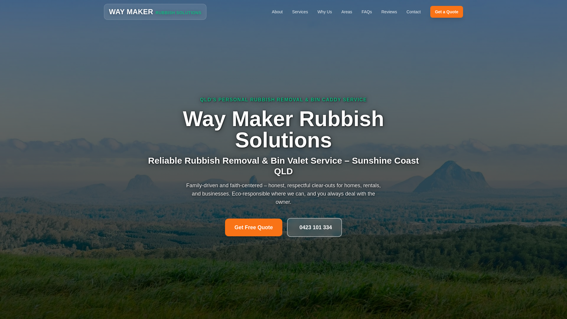 website screenshot of https://waymakerrubbishsolutions.com.au/