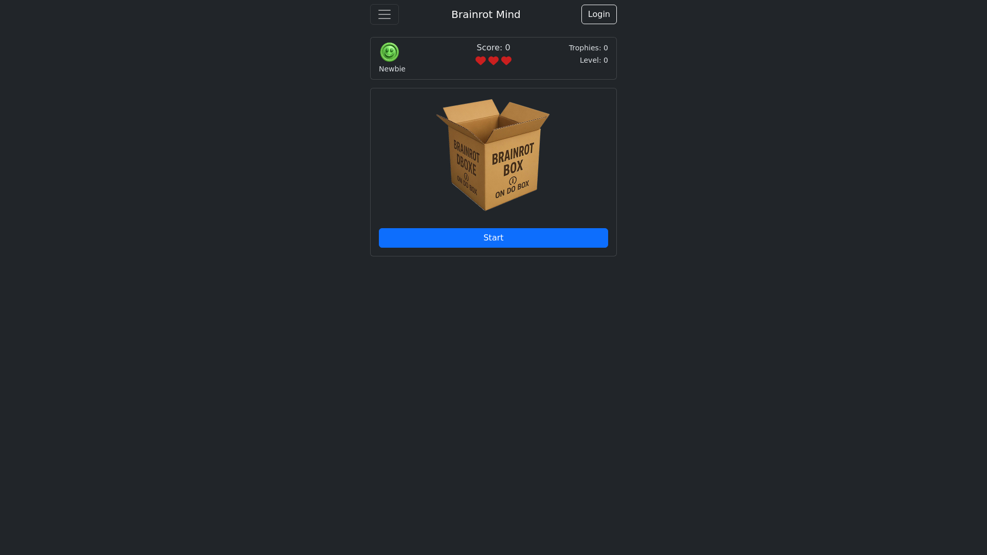 website screenshot of https://brainyrot.com/