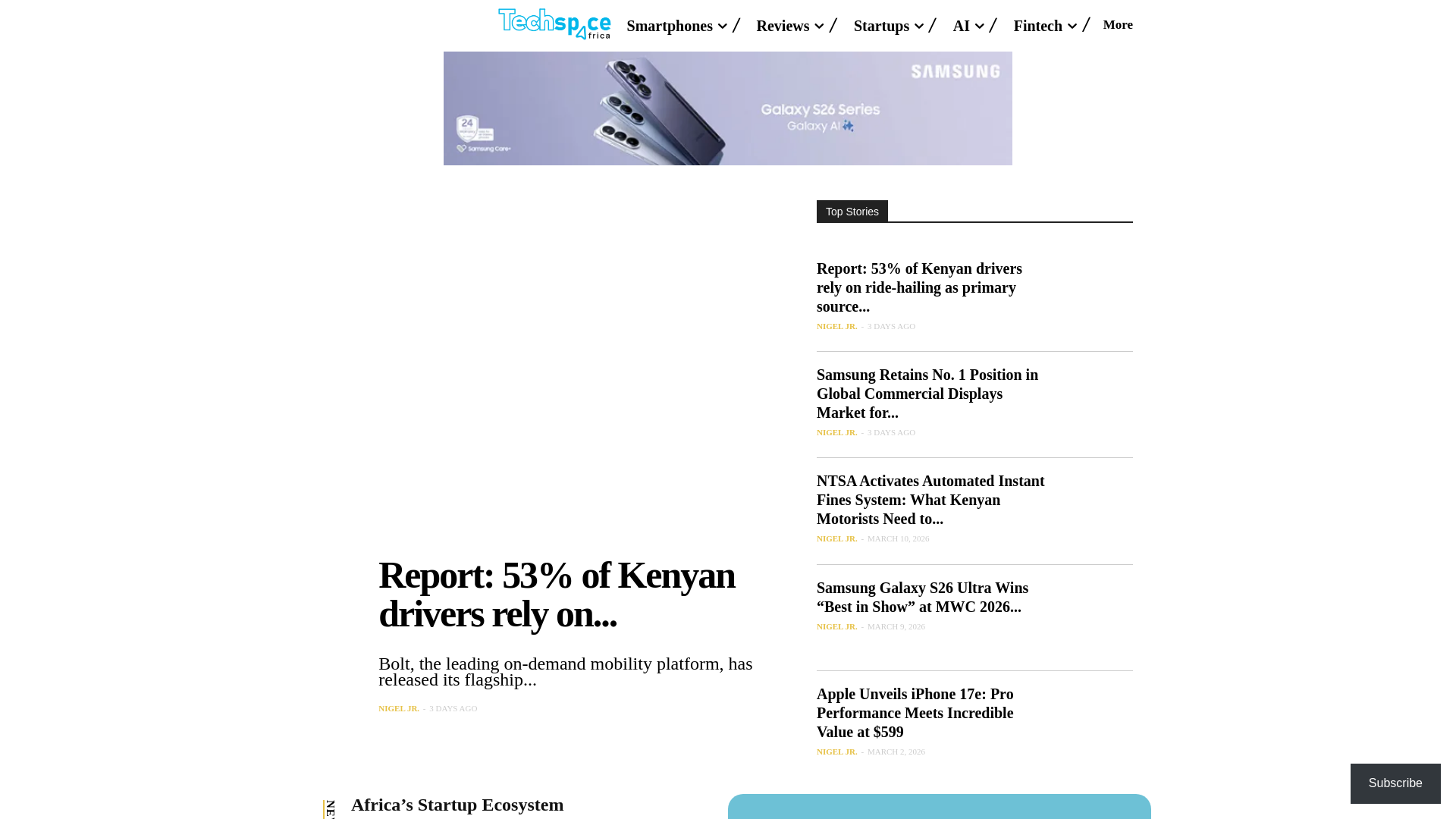 website screenshot of https://techspace.africa
