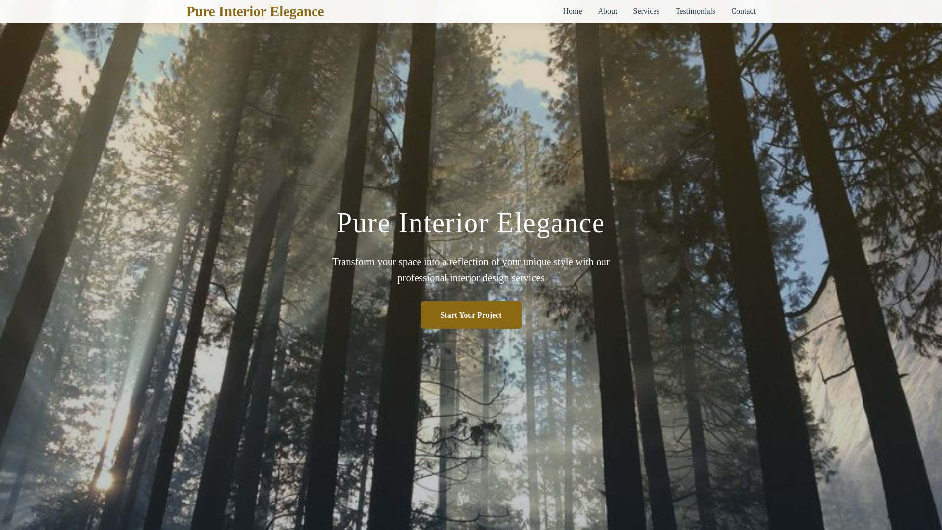 website screenshot of https://pureinteriorelegance.xyz/