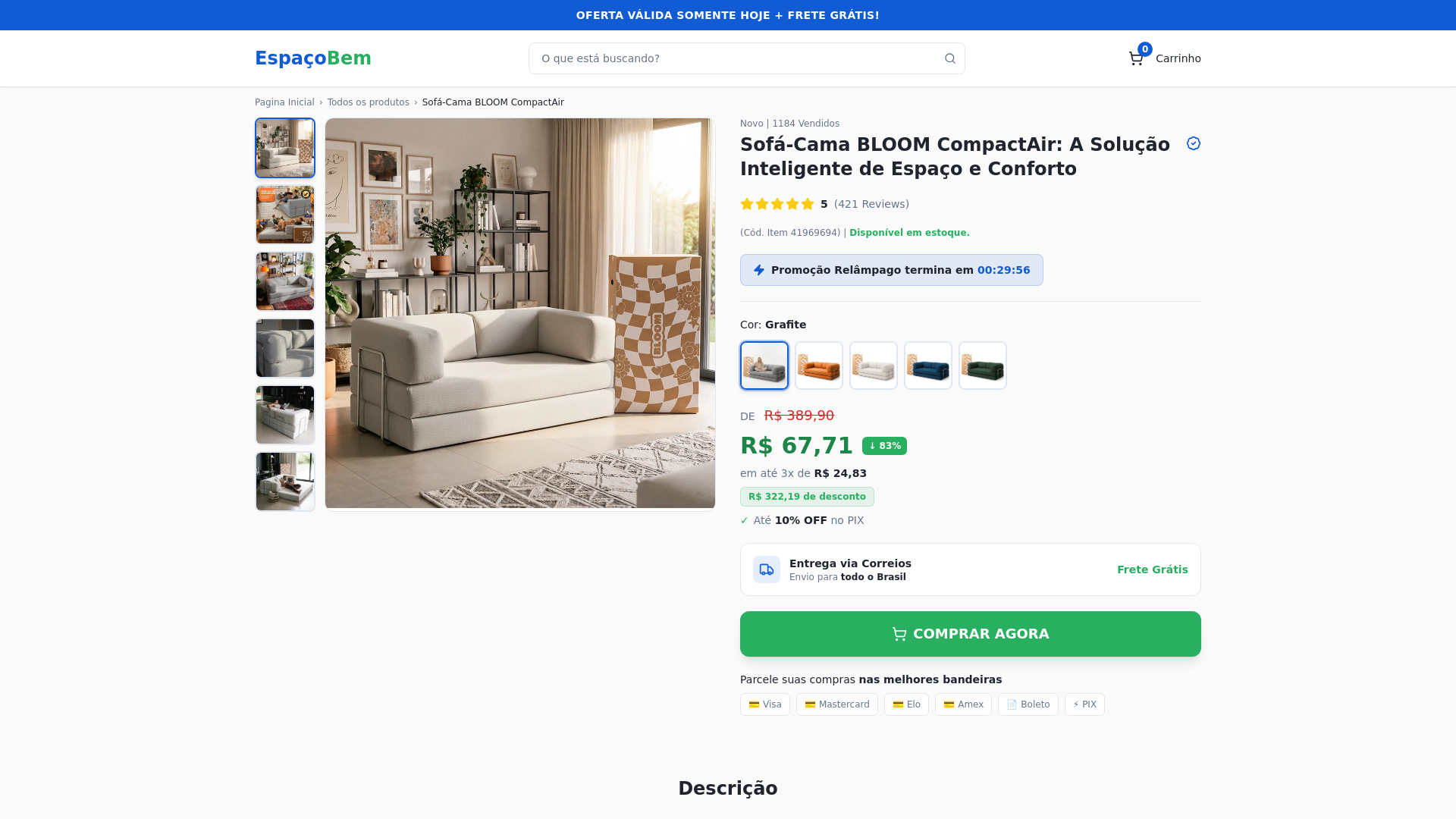 website screenshot of https://espacobempromocional.shop/