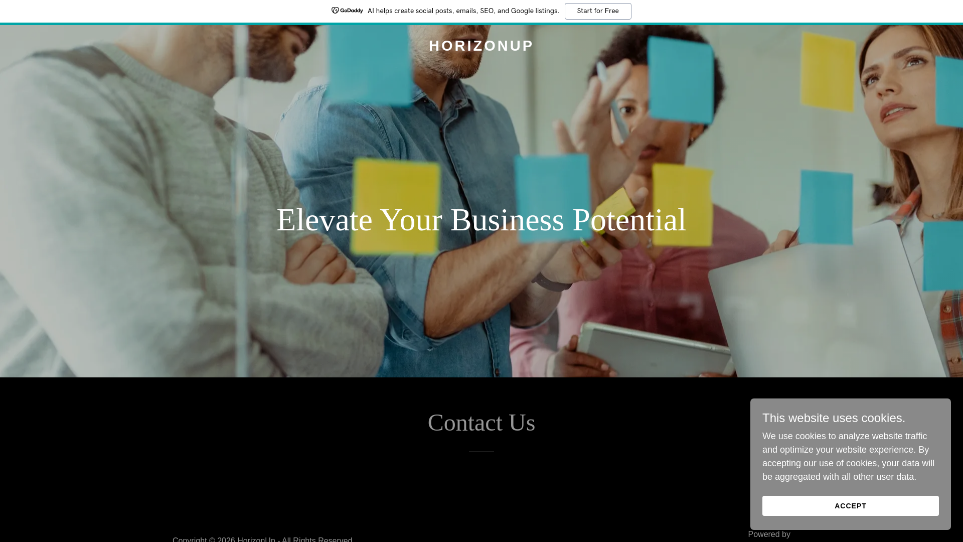 website screenshot of https://horizonup.in/