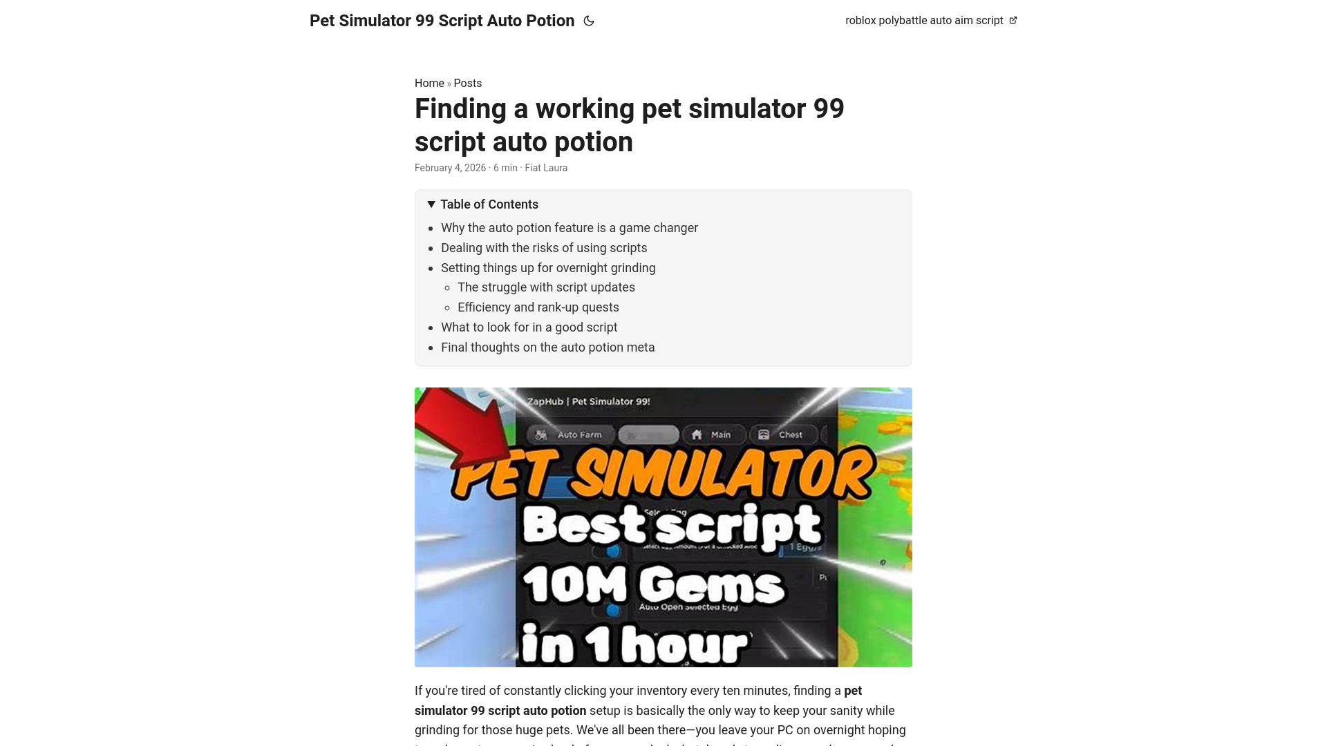 website screenshot of https://pet-simulator-99-script-auto-potion.pages.dev/