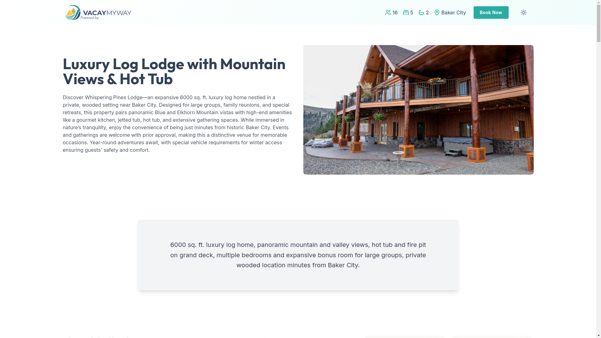 website screenshot of https://tranquilvalley.vacations/
