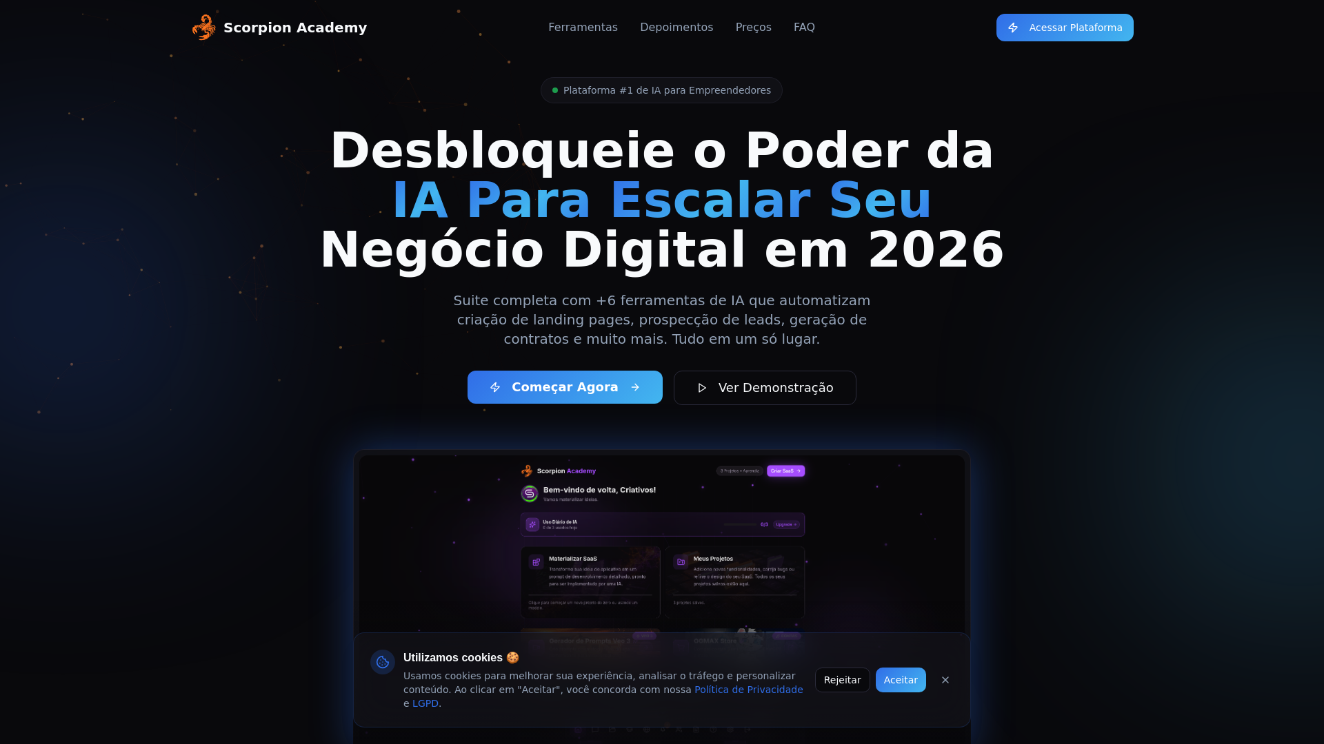 website screenshot of https://scorpionacademy.shop/