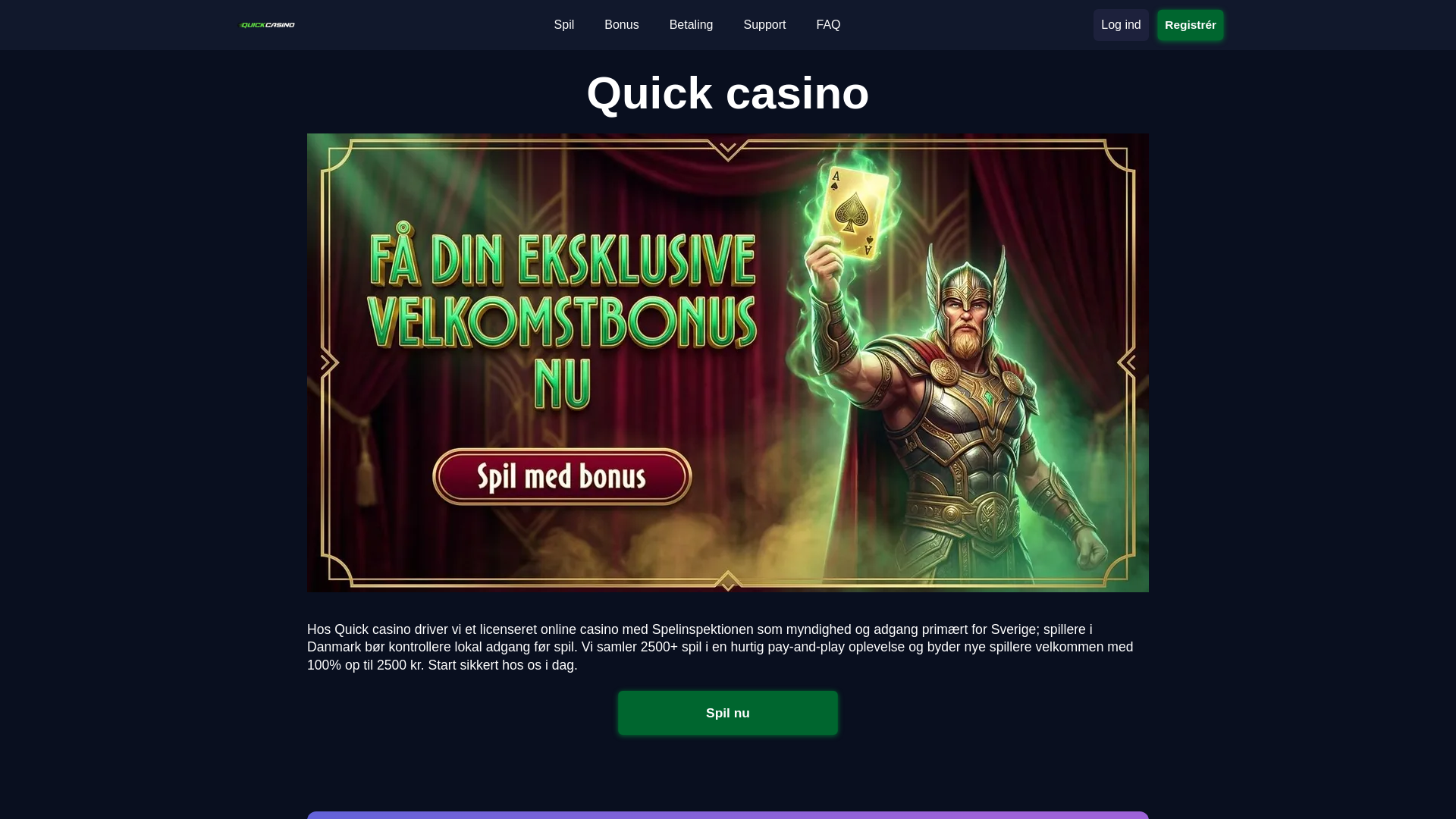 website screenshot of https://quick-casinos.dk/