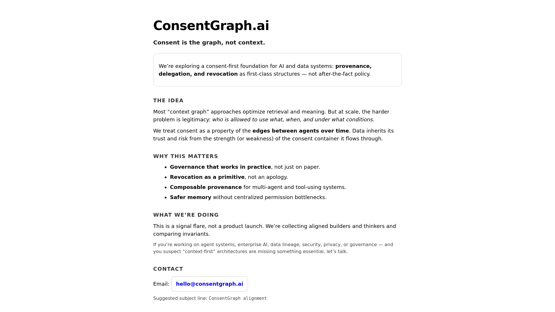 website screenshot of https://consentgraph.ai