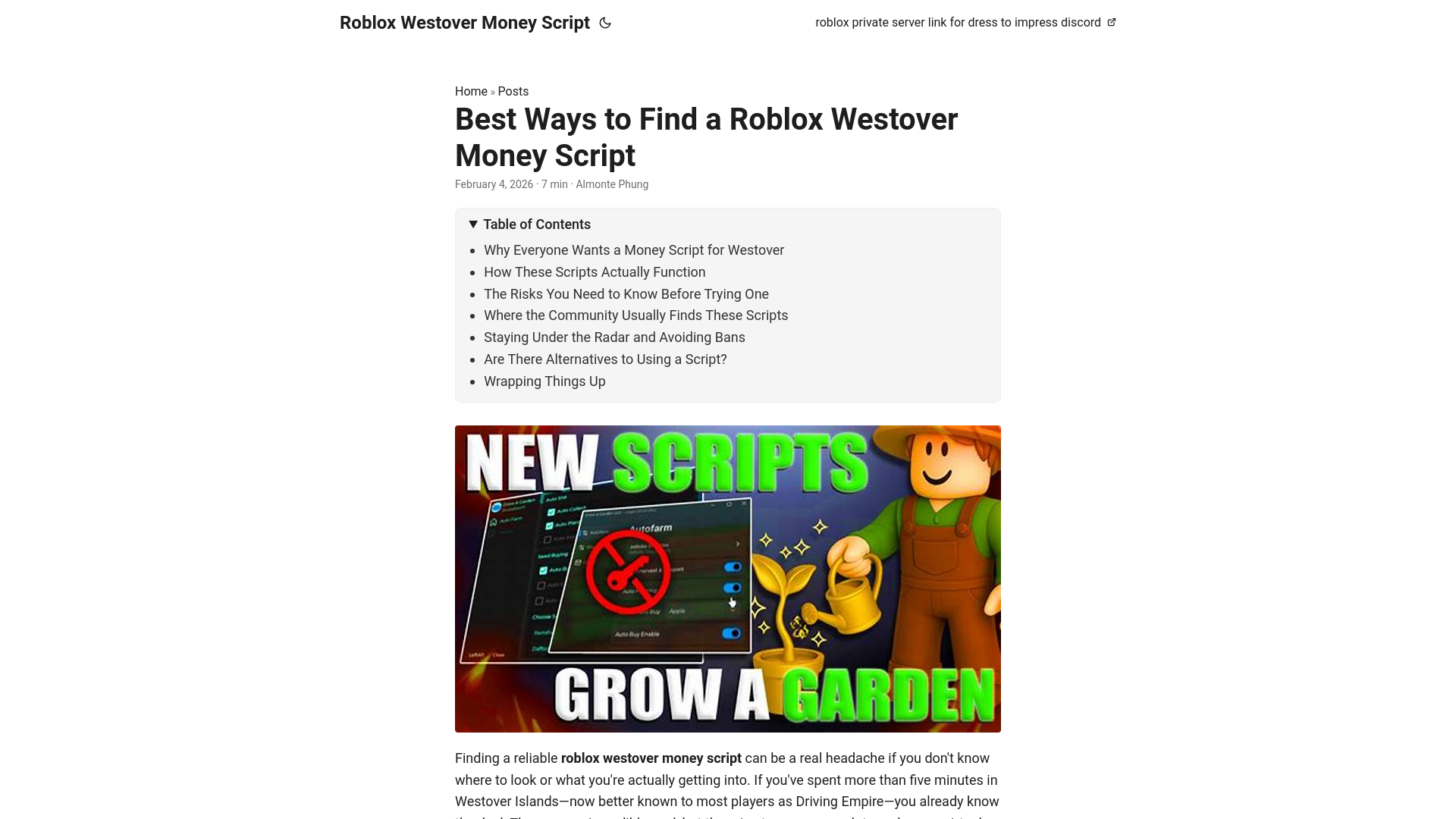 website screenshot of https://roblox-westover-money-script.pages.dev/