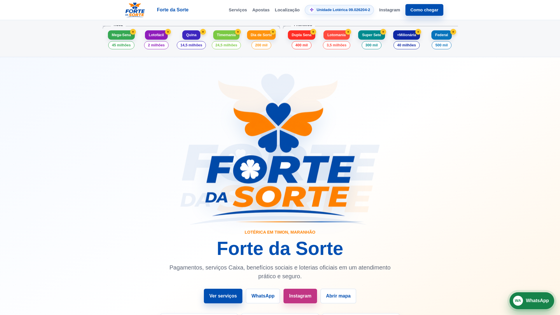 website screenshot of https://fortedasorte.com.br/