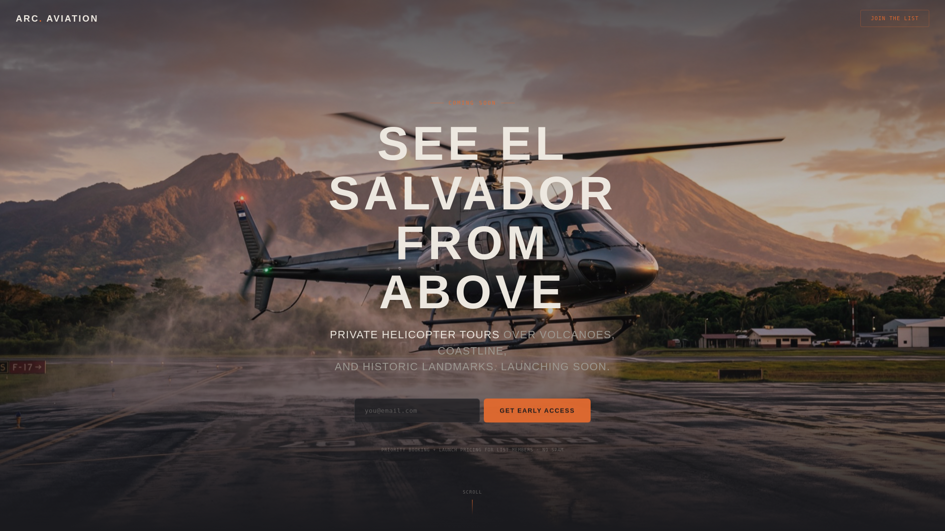 website screenshot of https://arc-heli.com/