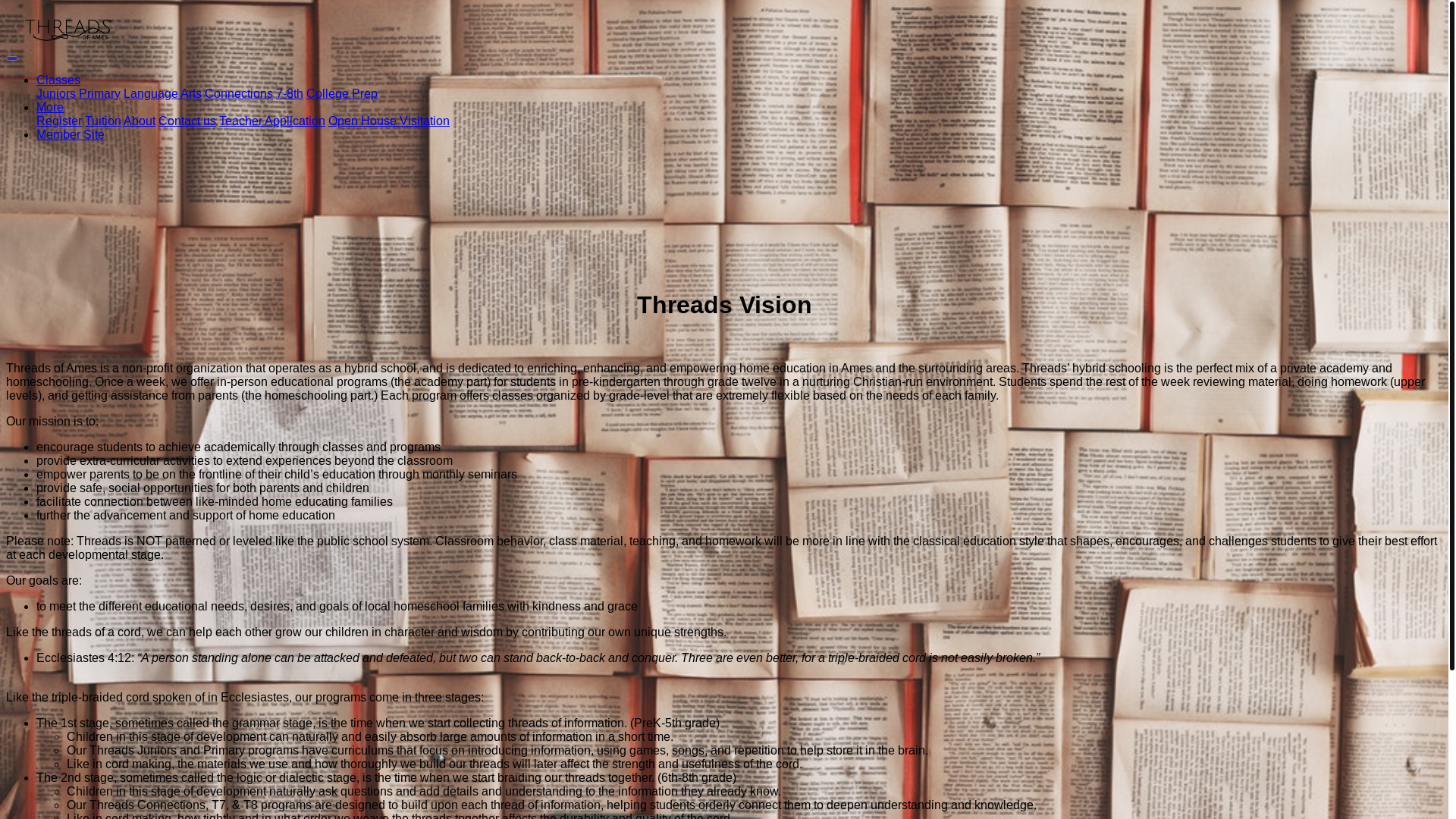 website screenshot of https://threadsofames.org/