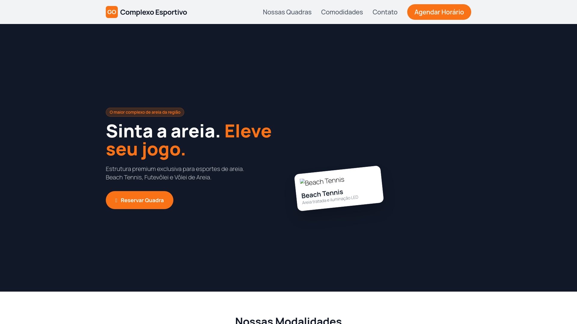 website screenshot of https://gocomplexoesportivo.com.br/
