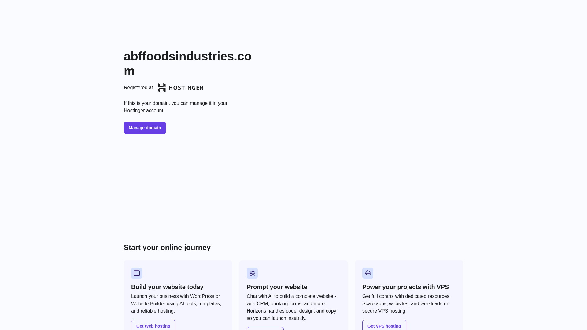 website screenshot of https://abffoodsindustries.com/