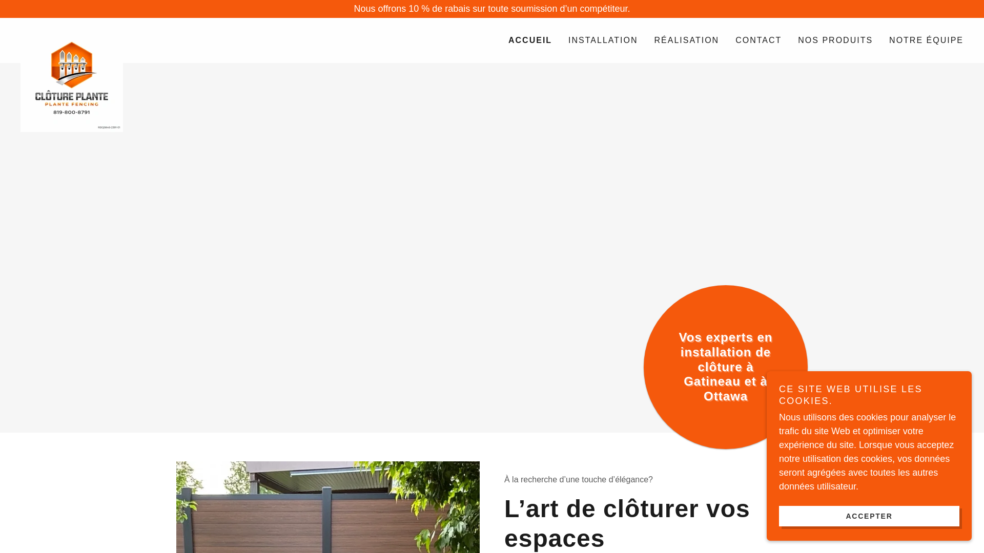 website screenshot of https://clotureenrabais.com/