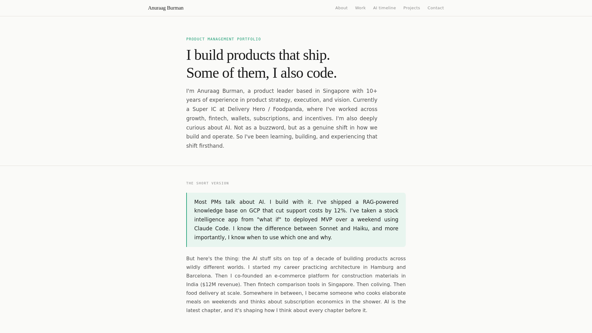 website screenshot of https://anuraagburman.com/