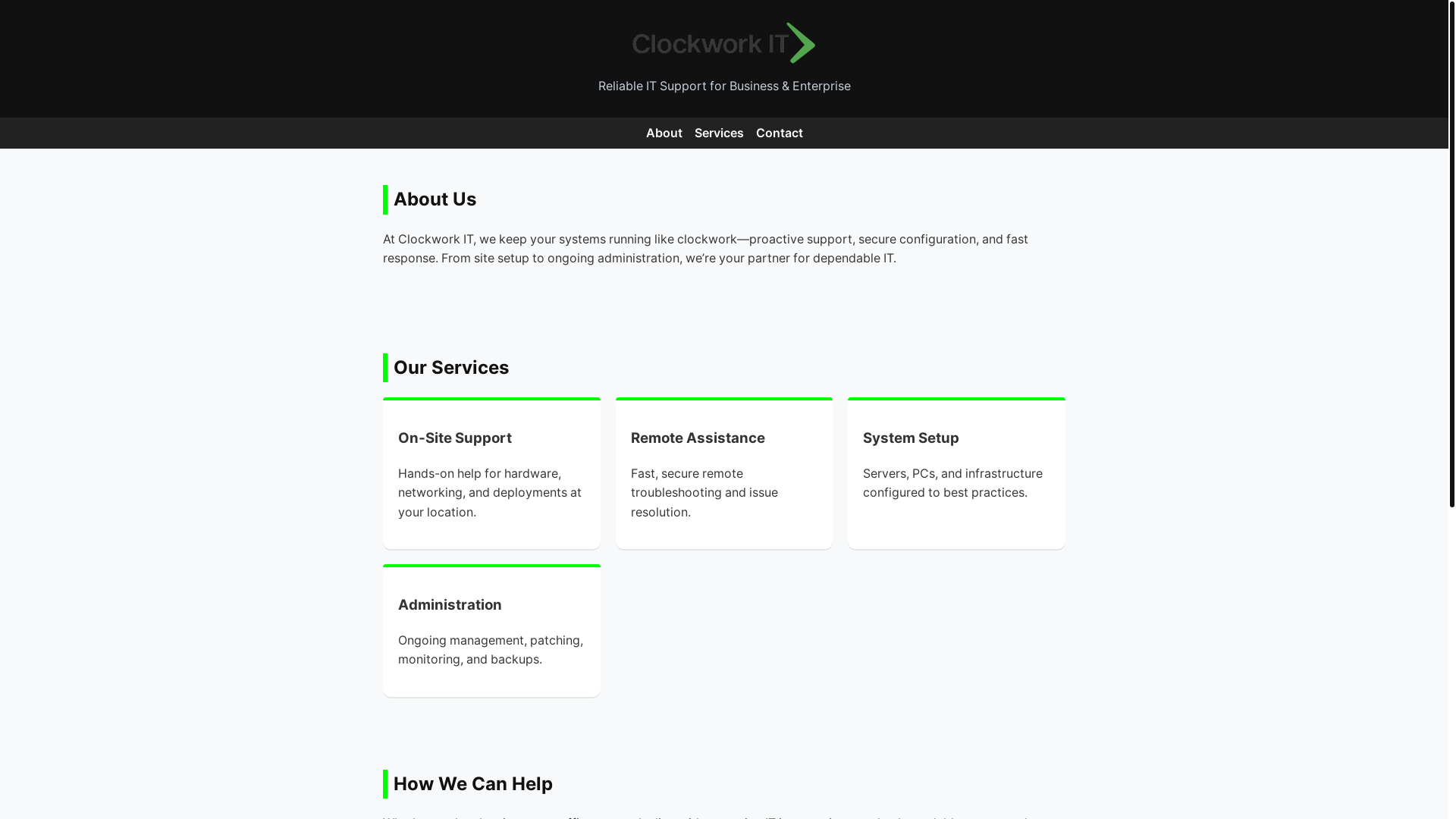 website screenshot of https://clockwork-it.pages.dev/