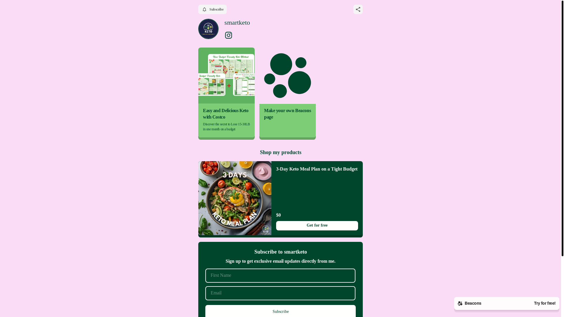 website screenshot of https://smartketo.store/