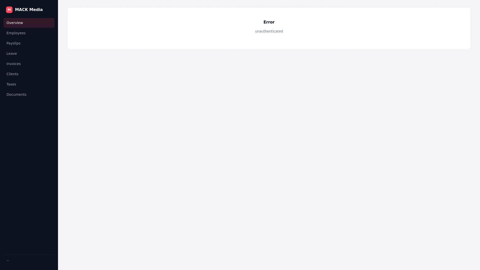 website screenshot of https://mackmedia-dashboard.pages.dev/
