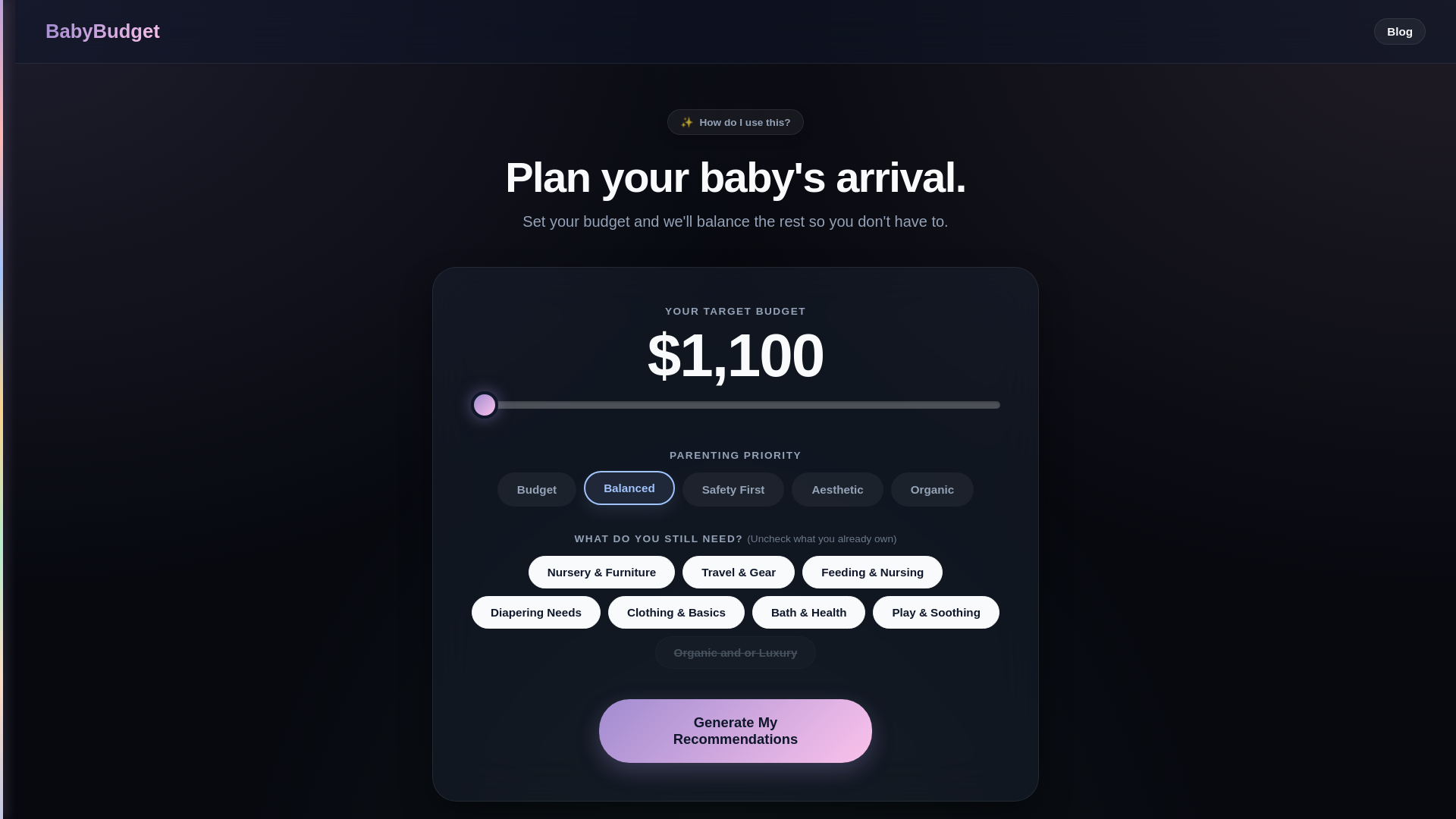 website screenshot of https://budgetyourbaby.com/