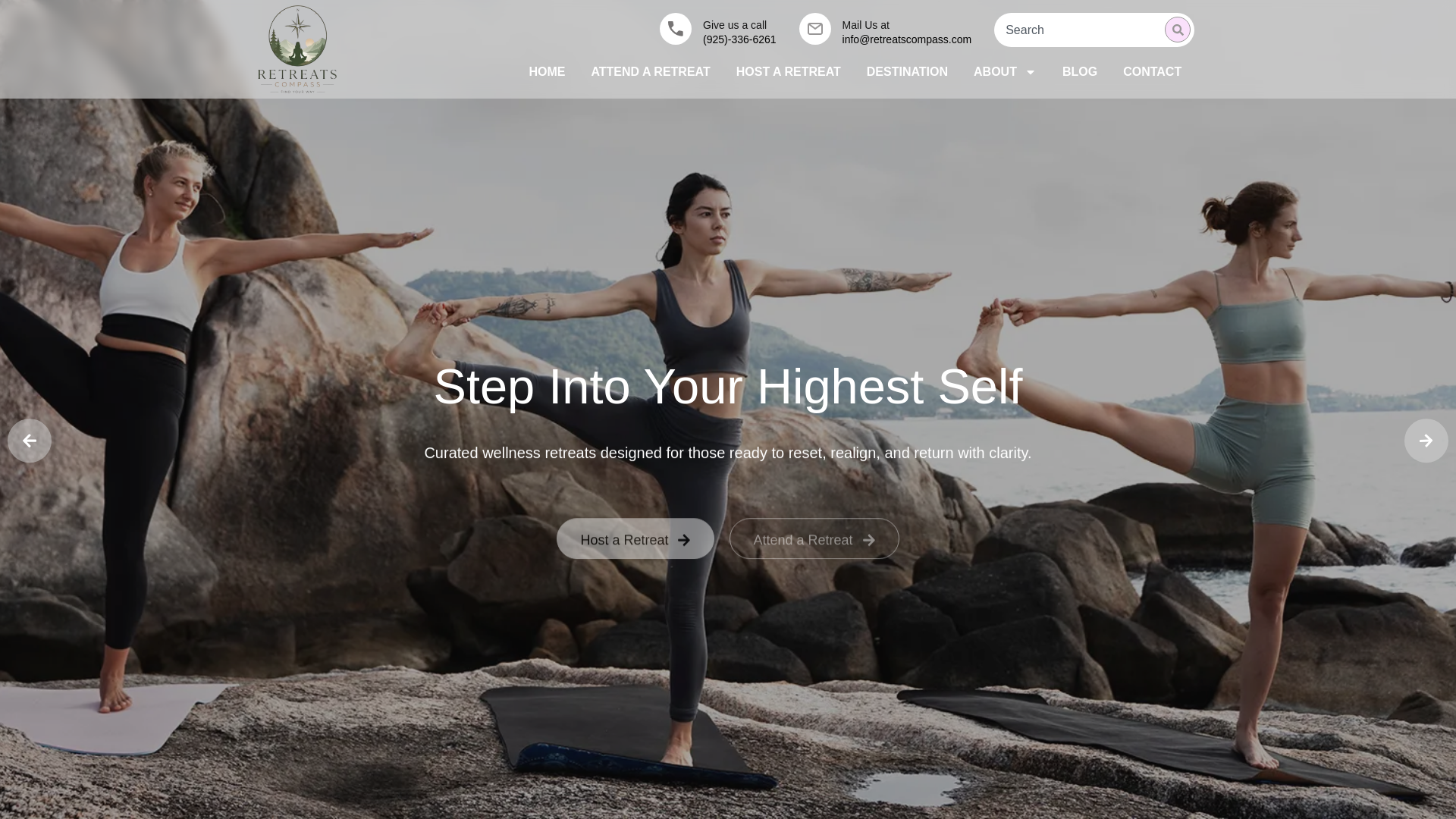 website screenshot of https://retreatscompasspartners.com/