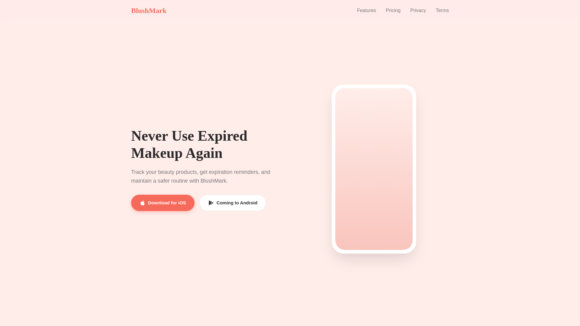 website screenshot of https://blushmark.pages.dev/