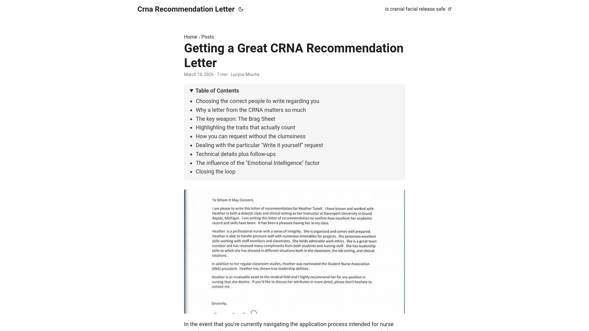 website screenshot of https://crna-recommendation-letter.pages.dev/