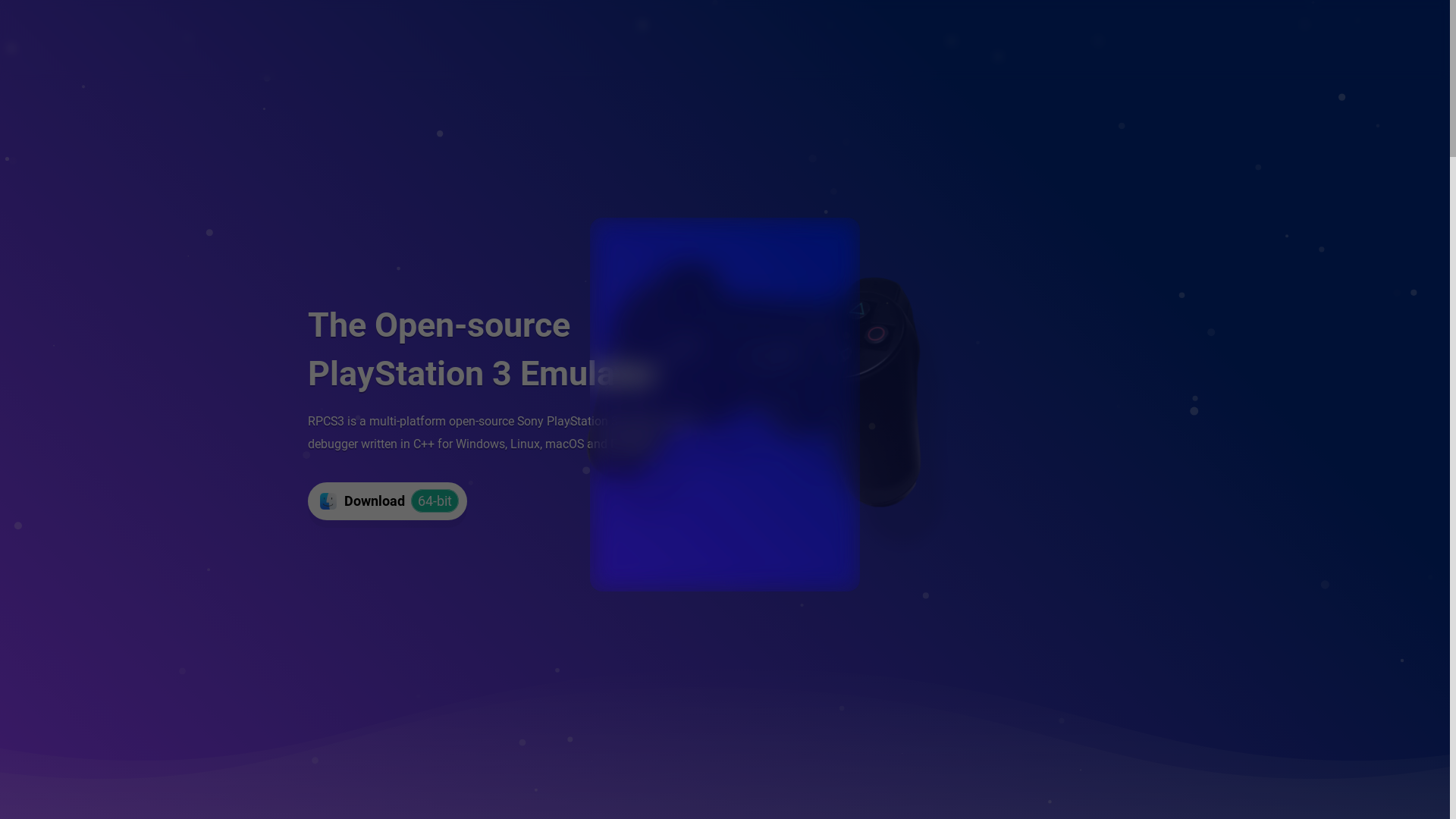 website screenshot of https://rpcs3.net/