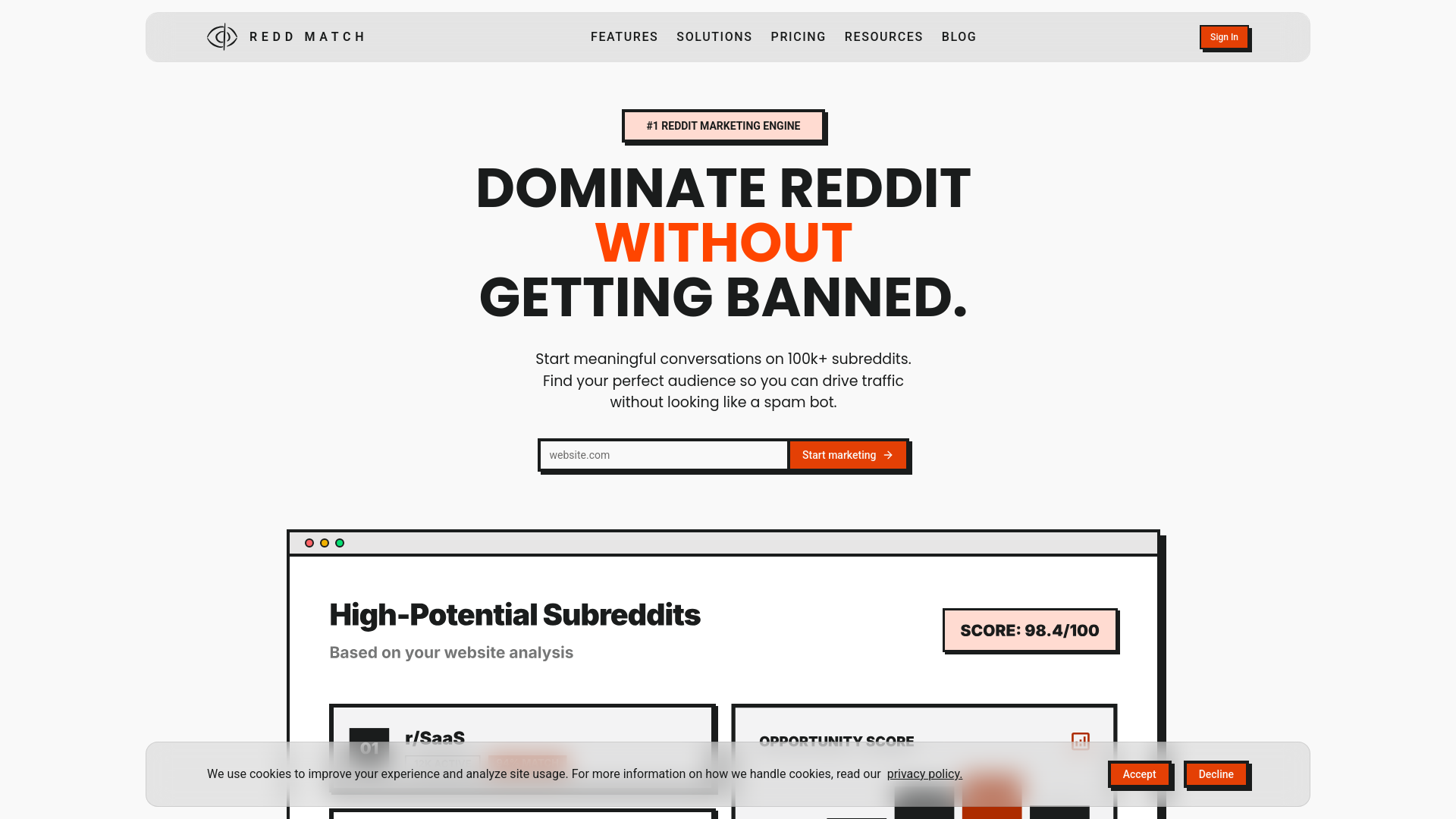 website screenshot of https://reddmatch.com/
