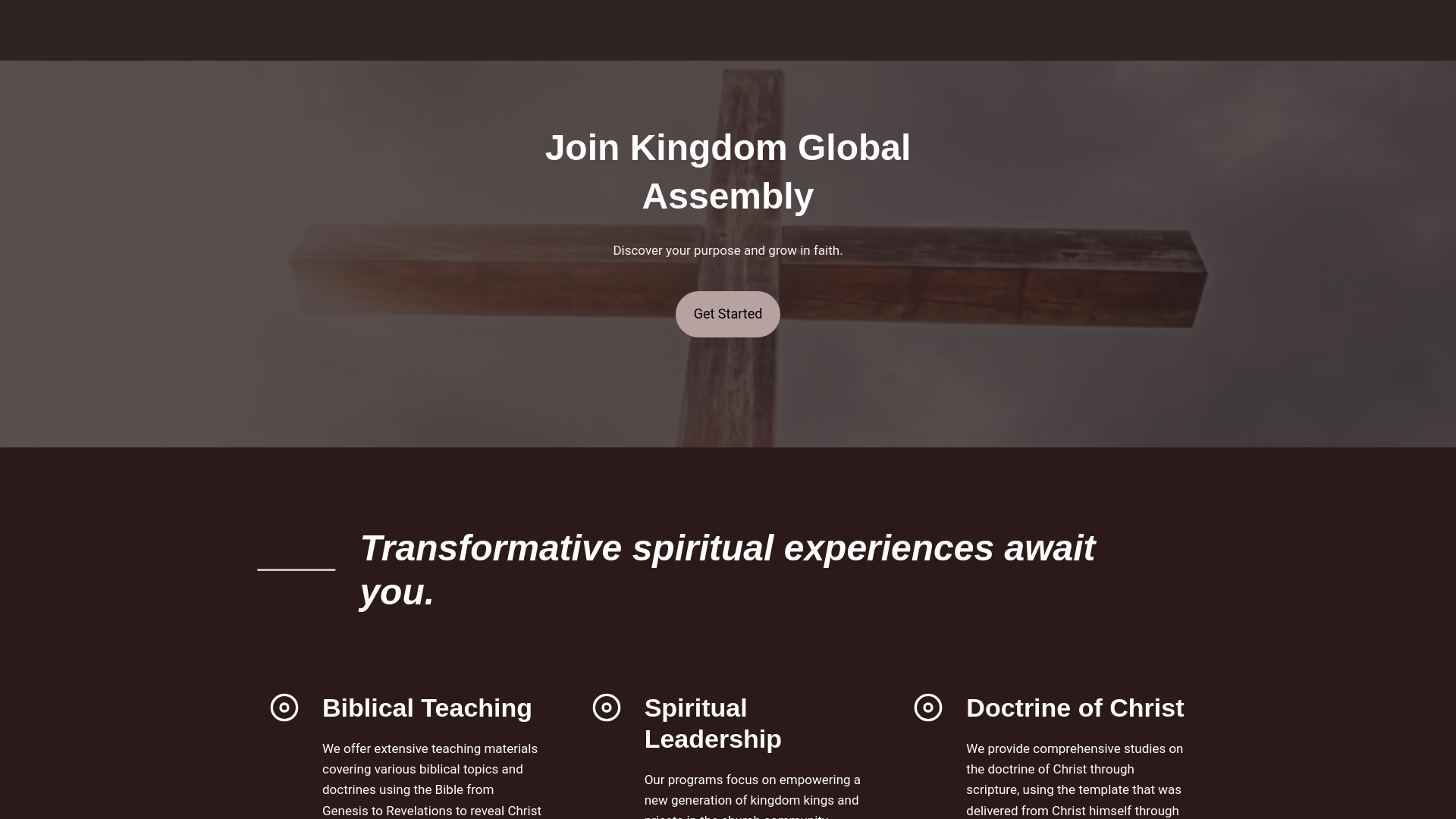 website screenshot of https://kingdomglobalassembly.com/