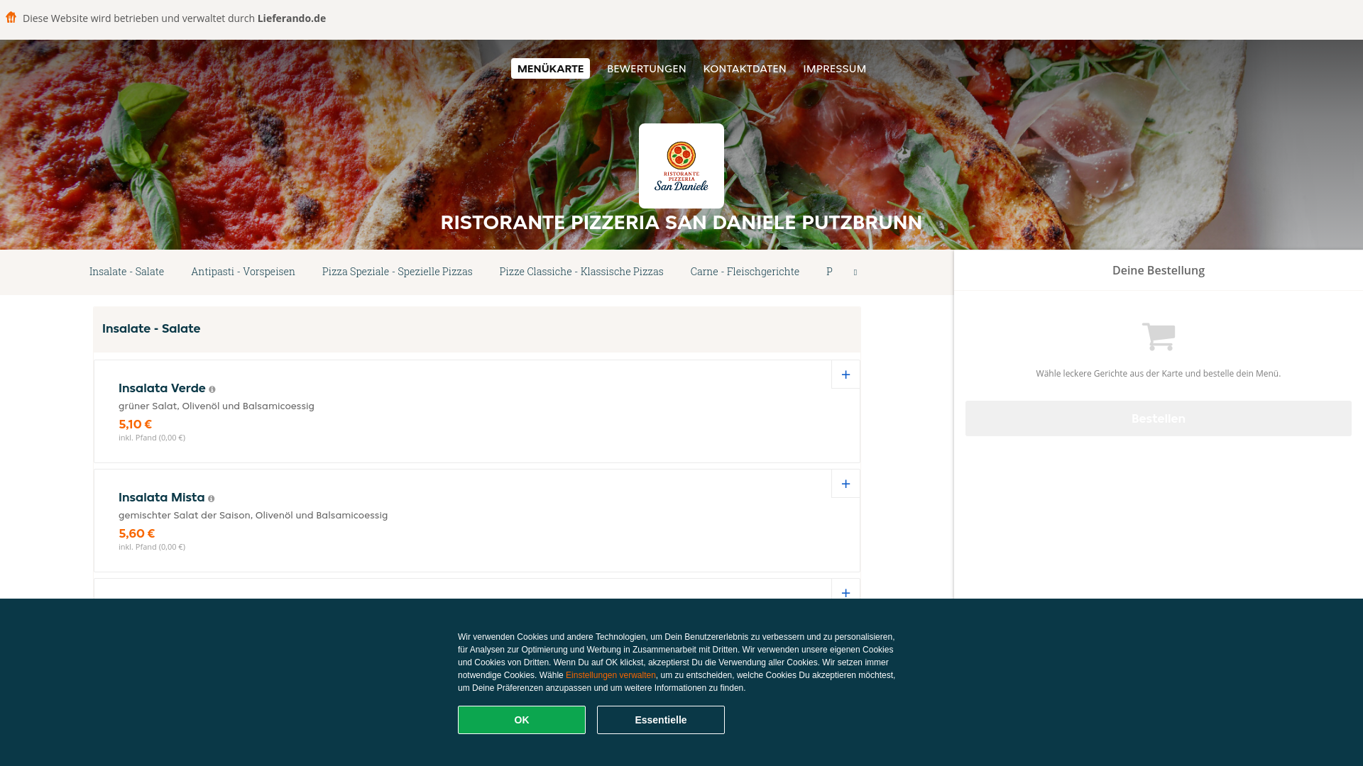 website screenshot of https://ristorante-pizzeria-san-daniele-putzbrunn.de/