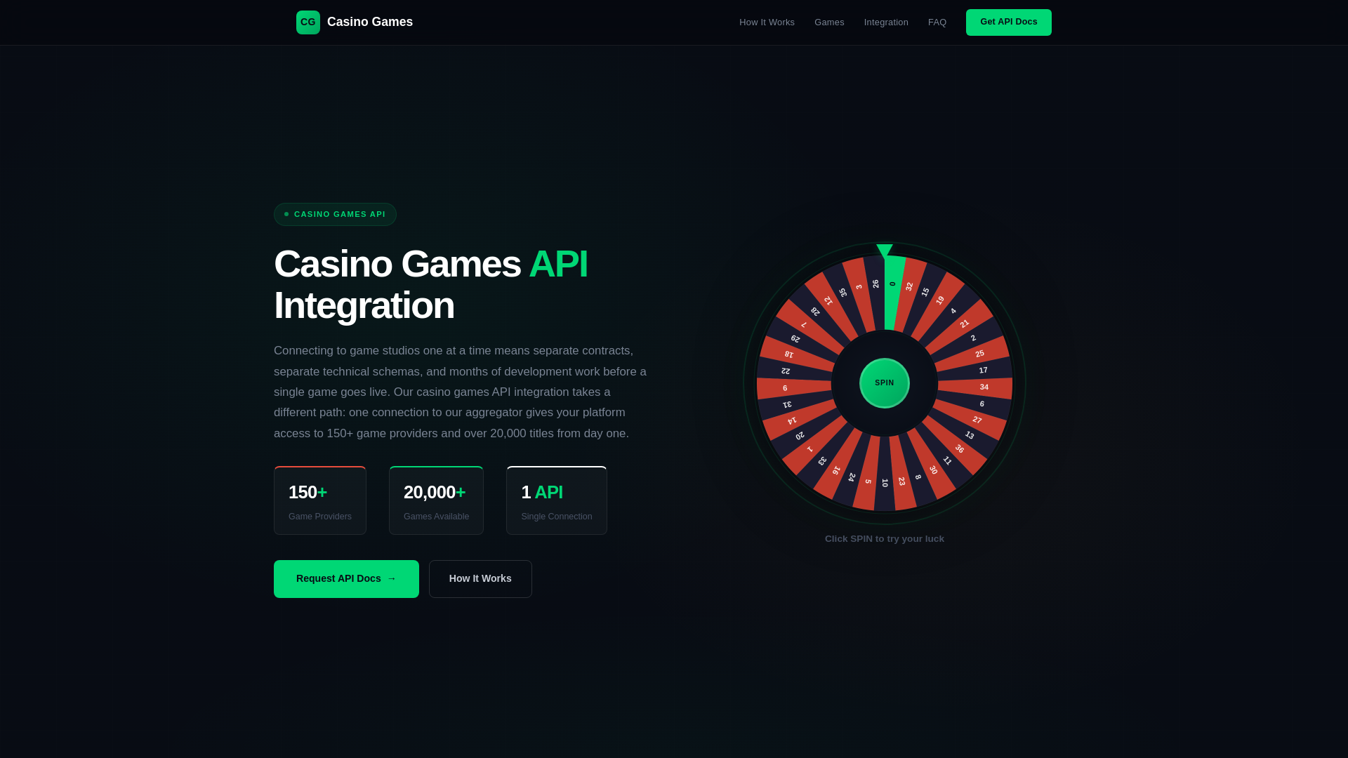 website screenshot of https://casino-games-api.com