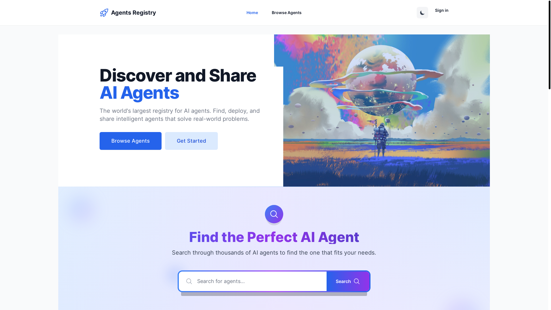 website screenshot of https://myagentregistry.com/