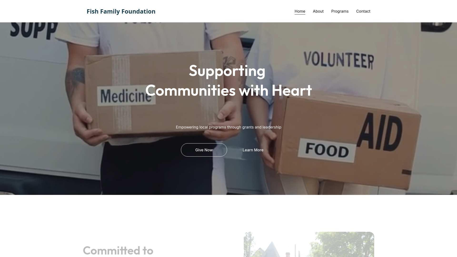 website screenshot of https://thefishfamilyfoundation.org/