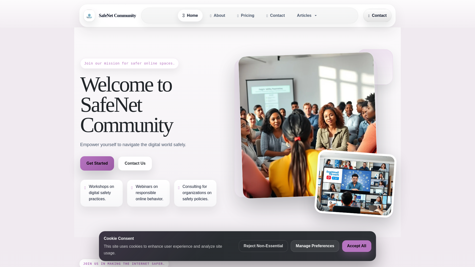 website screenshot of https://safenetcommunity.biz/