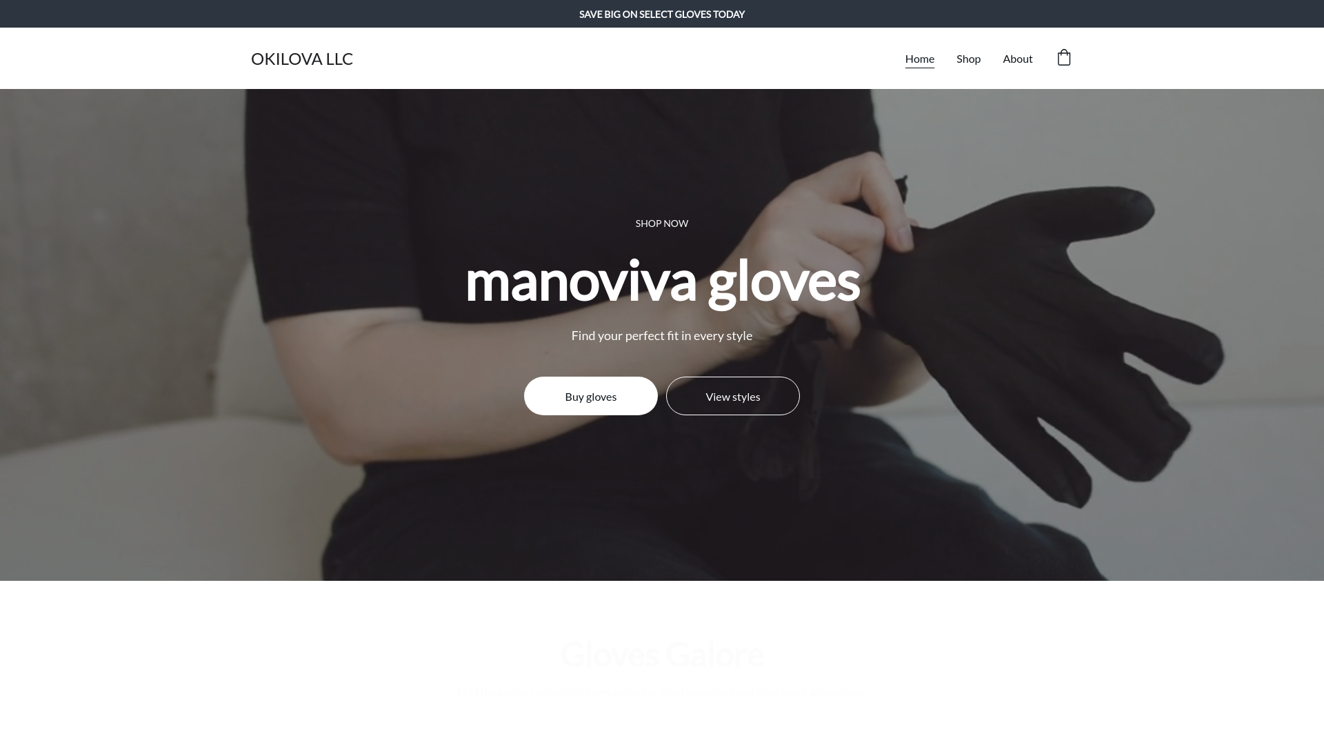 website screenshot of https://okigloves.com